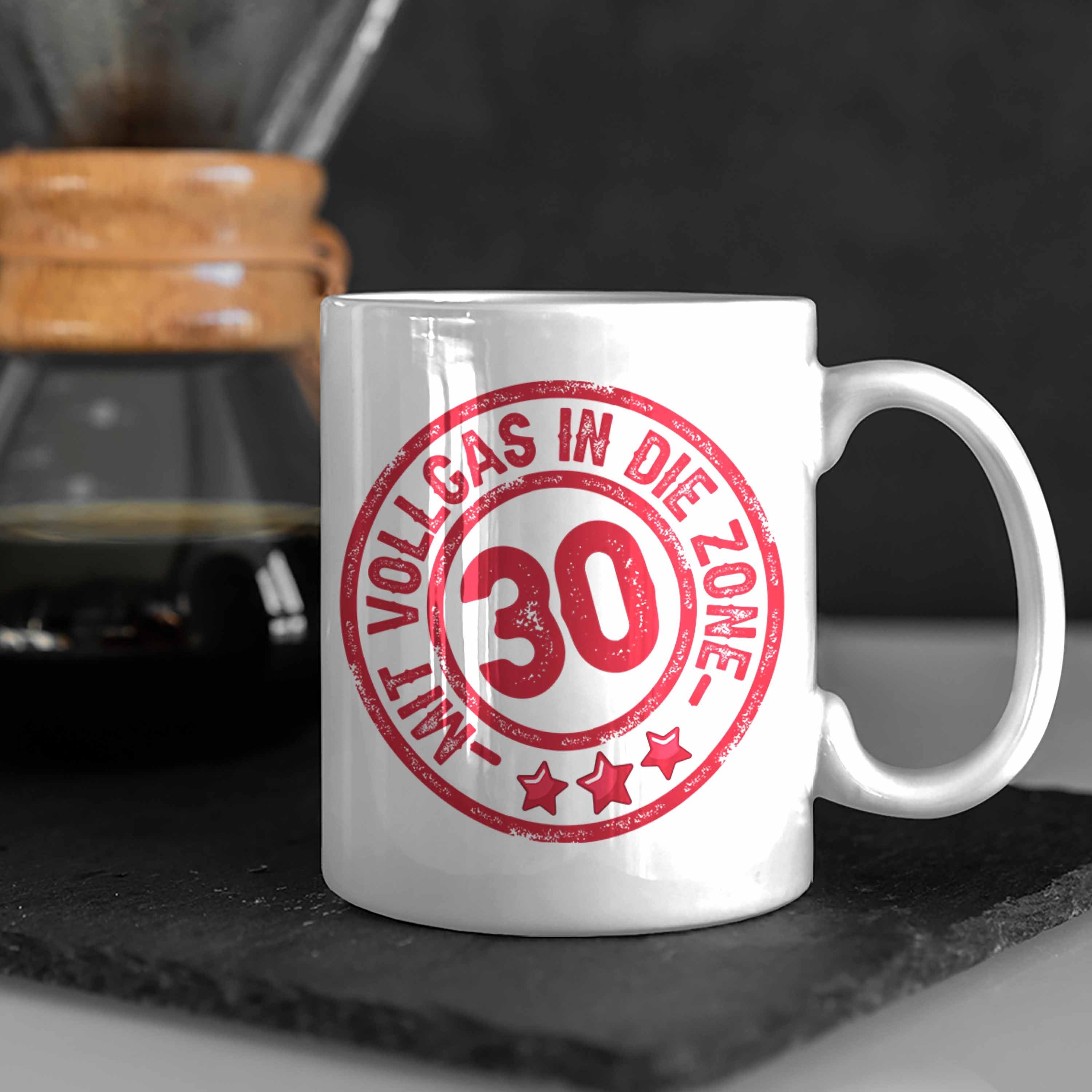 30 Trendation Kaffee-Becher Tasse Die Zon Vollgas 30er Geburtstag Geschenk Weiss In Mit Tasse