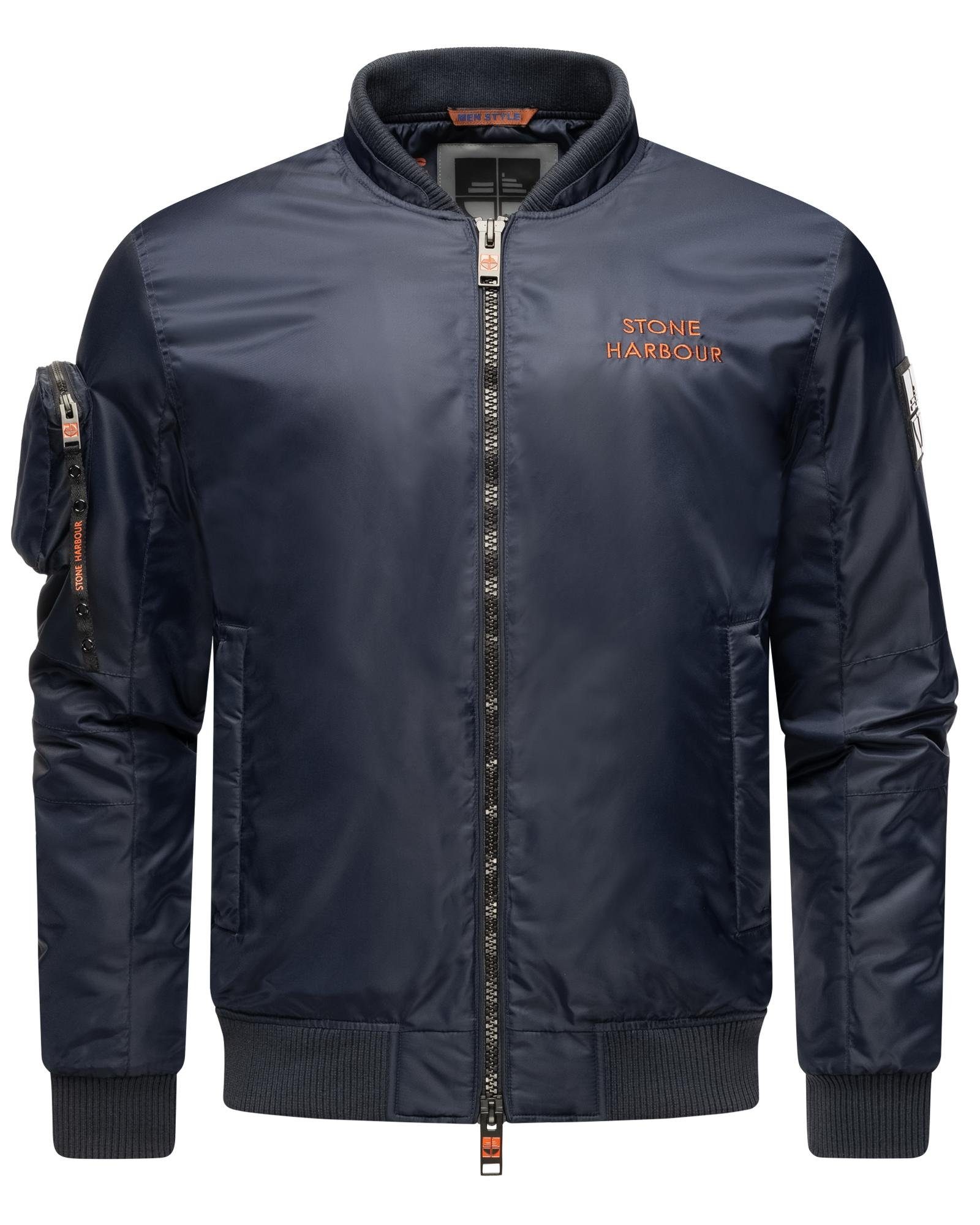 Stone Harbour Bomberjacke Berkoo Coole Herren Pilotenjacke mit praktischer Ärmeltasche