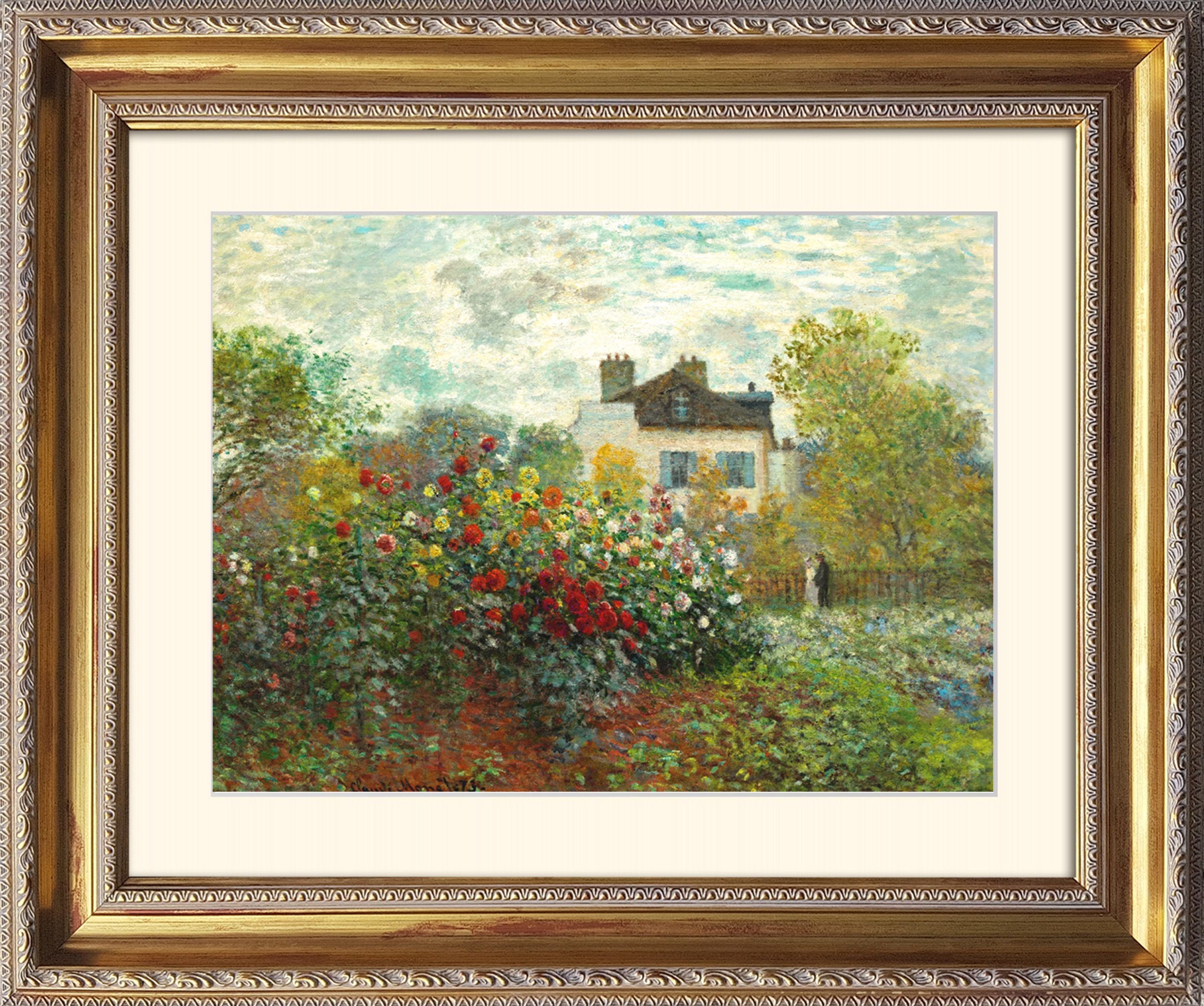 artissimo Bild mit Rahmen Monet Bild mit Barock-Rahmen / Poster gerahmt 63x53cm / Wandbild, Claude Monet: The Artist Garden at Argenteuil