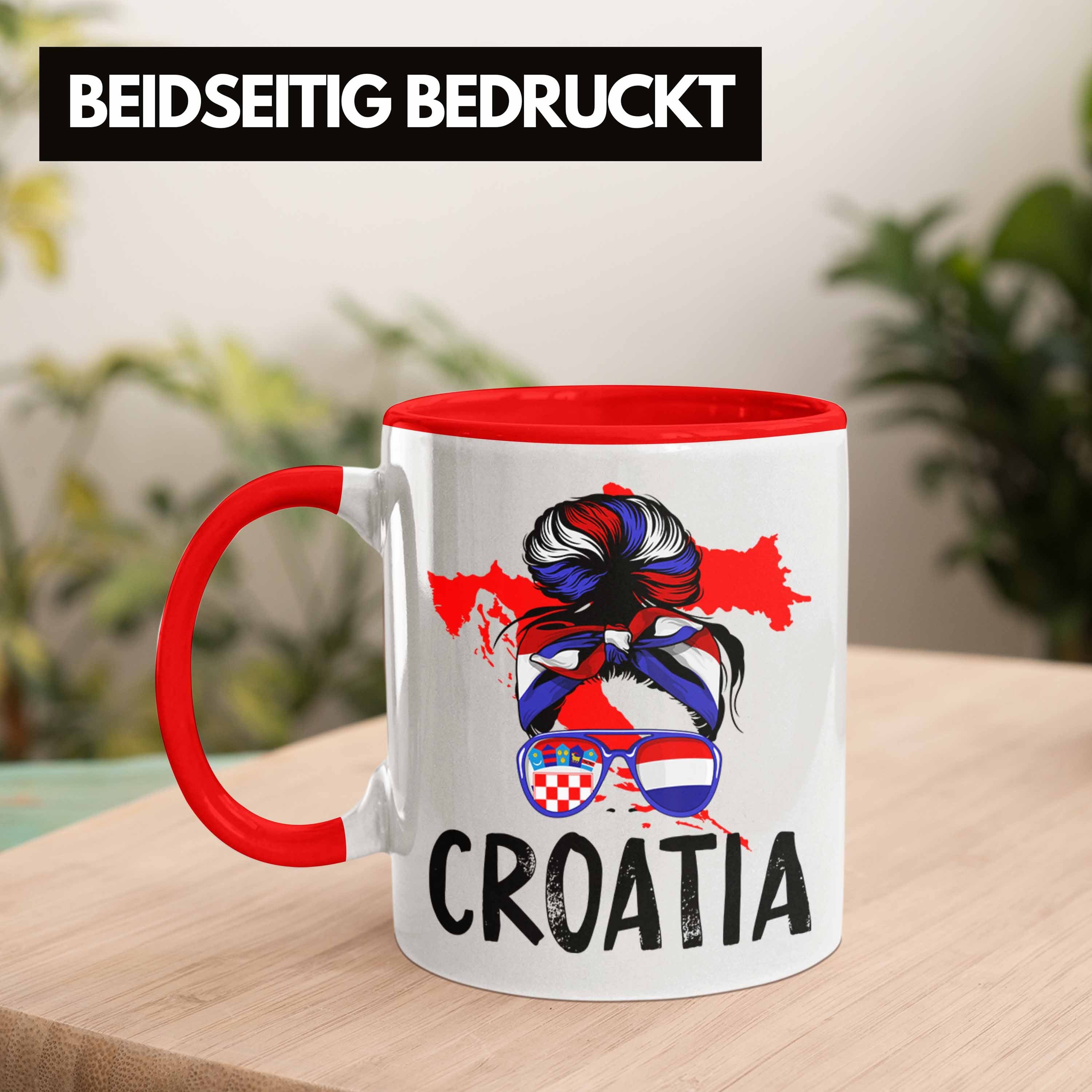 Tasse Croatia Tasse für Kroatische Geschenkide Kroatien Geschenk Heimat Trendation Rot Frau