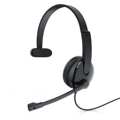 CSL Headset (PC Office Headset mit Mikrofon - Kopfhörer mit beweglichem Mikrofonarm - 3,5 mm Klinkenstecker –großes Ohrpolster - freisprechen - Chat Callcenter Auto LKW - PC Smartphone PS4 PS5)