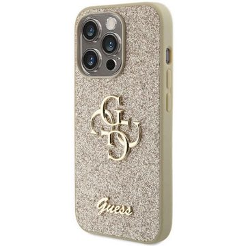 Guess Smartphone-Hülle Guess Apple iPhone 15 Pro Max Schutzhülle Glitter Script Big 4G Gold