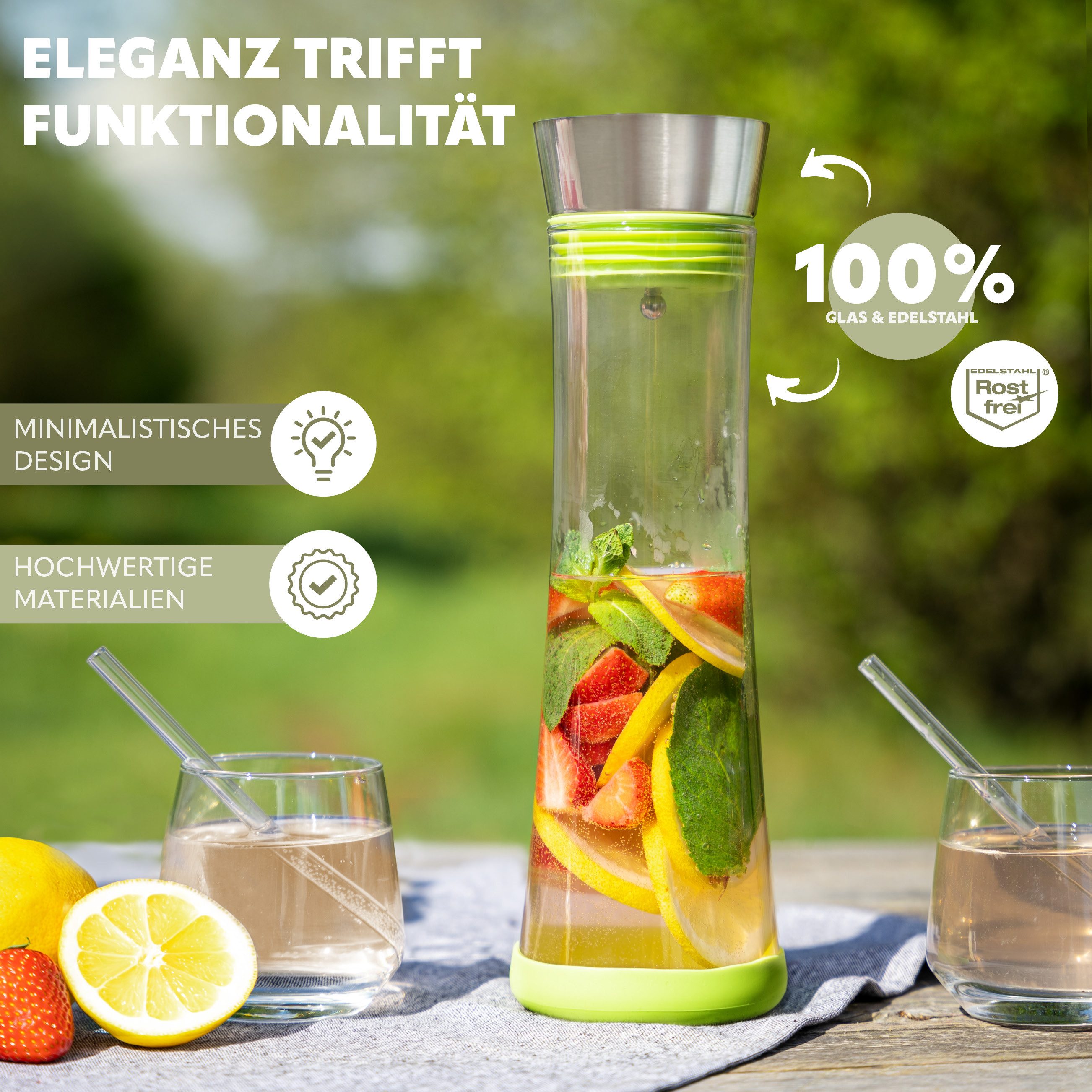 bremermann Karaffe CAROLA mit Silikonfuß - zerlegbarer Deckel - 1 Liter
