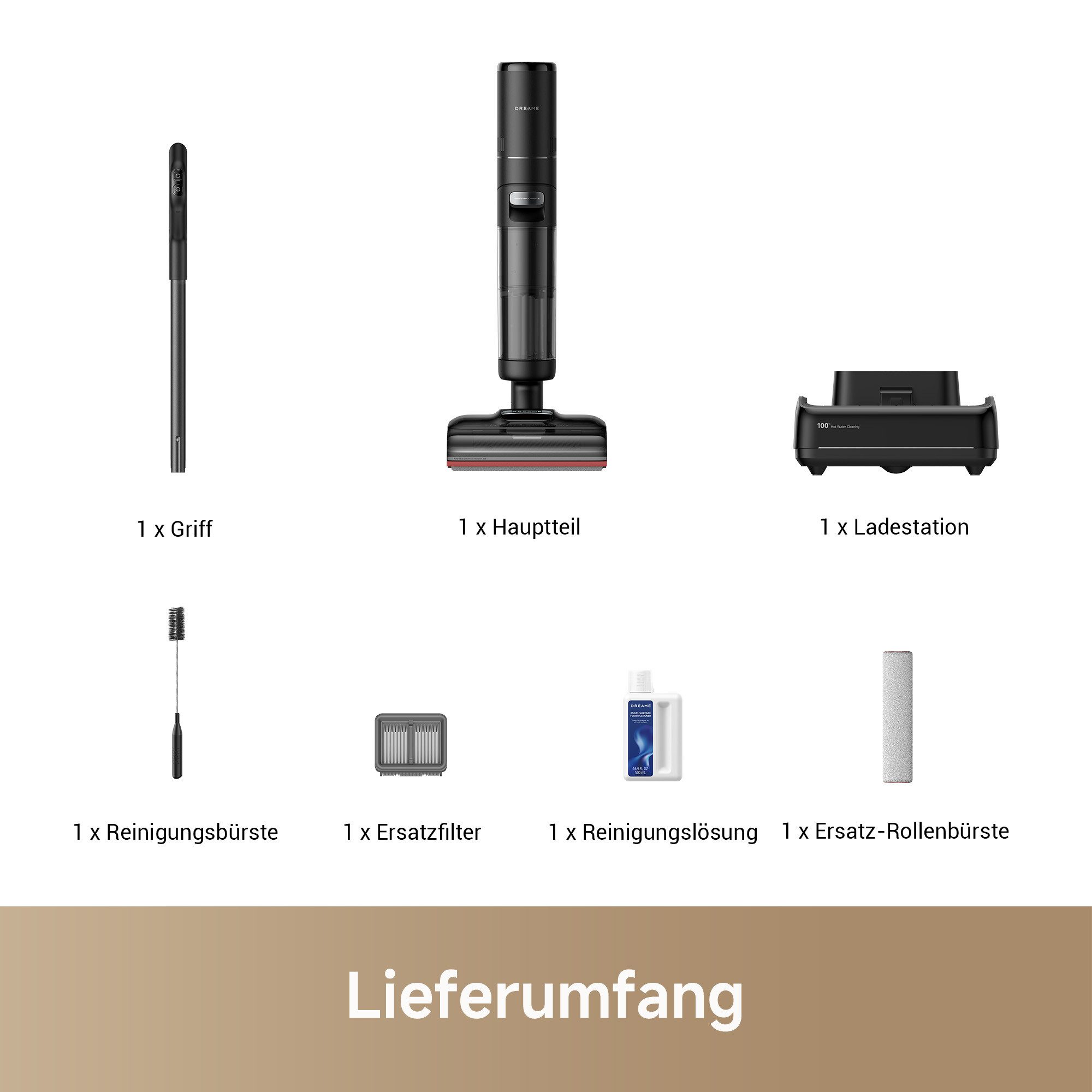 Dreame Nass-Trocken-Sauger H15 Pro, 21.000 Pa Saugkraft, GapFree,180°-Design, Selbstreinigung, 400 W, Triple-Edge-Reinigung, TangleFree, App-Control, Heißlufttrocknung