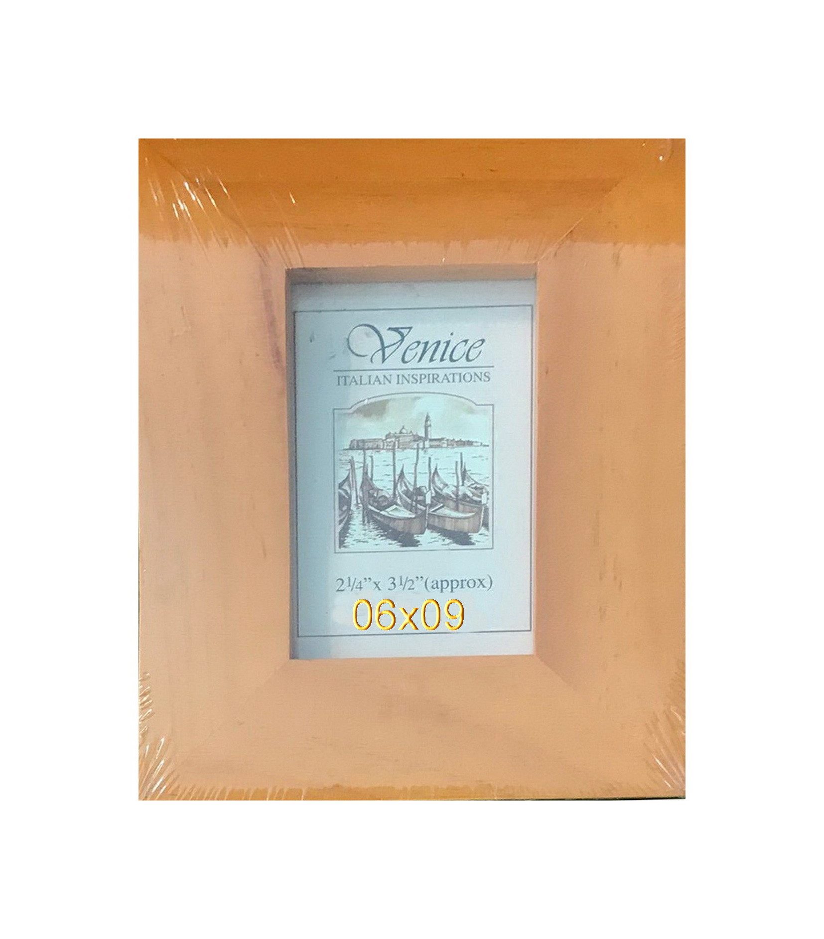 Oslo MasterLine Portraitrahmen Bilderrahmen Holz geschwungenes Profil Echtglas stabiler Aufsteller, Format 6 x 9 cm Rahmenfarbe gelb /orange