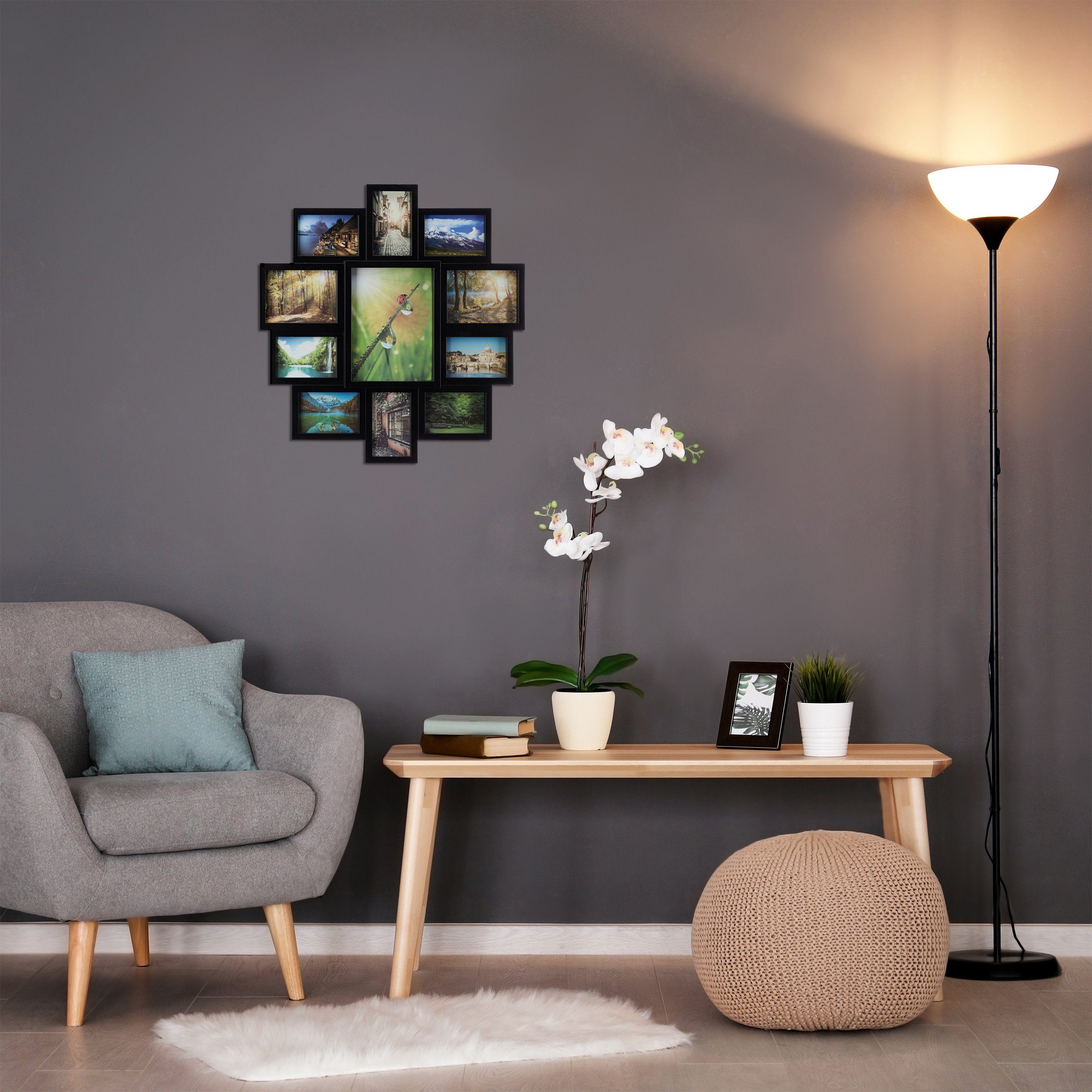 relaxdays Staffelbilderrahmen Bilderrahmen Collage 11 Fotos, günstig online kaufen
