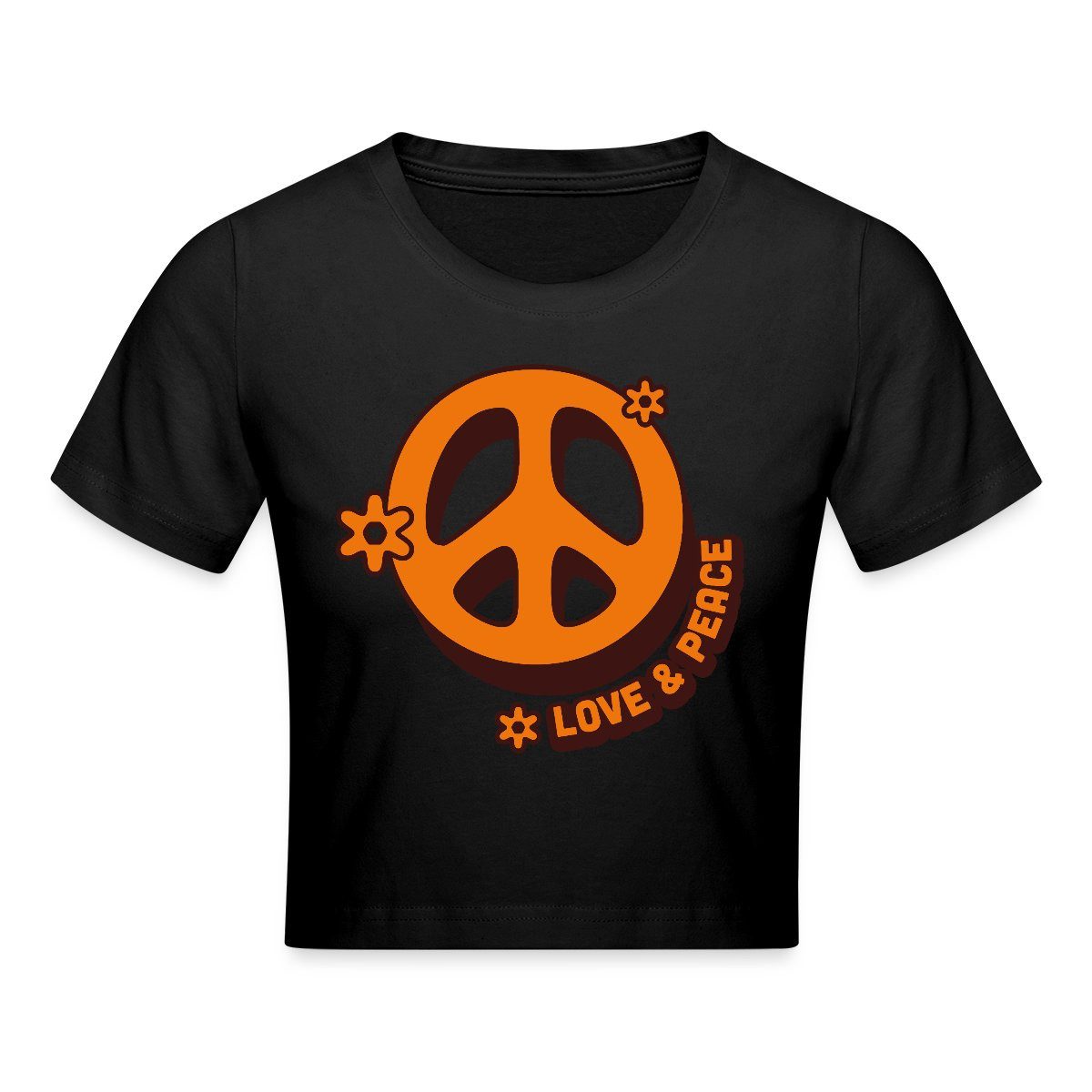 Spreadshirt T-Shirt Love And Peace Retro Hippie Style Design Y2K Crop Top (1-tlg)