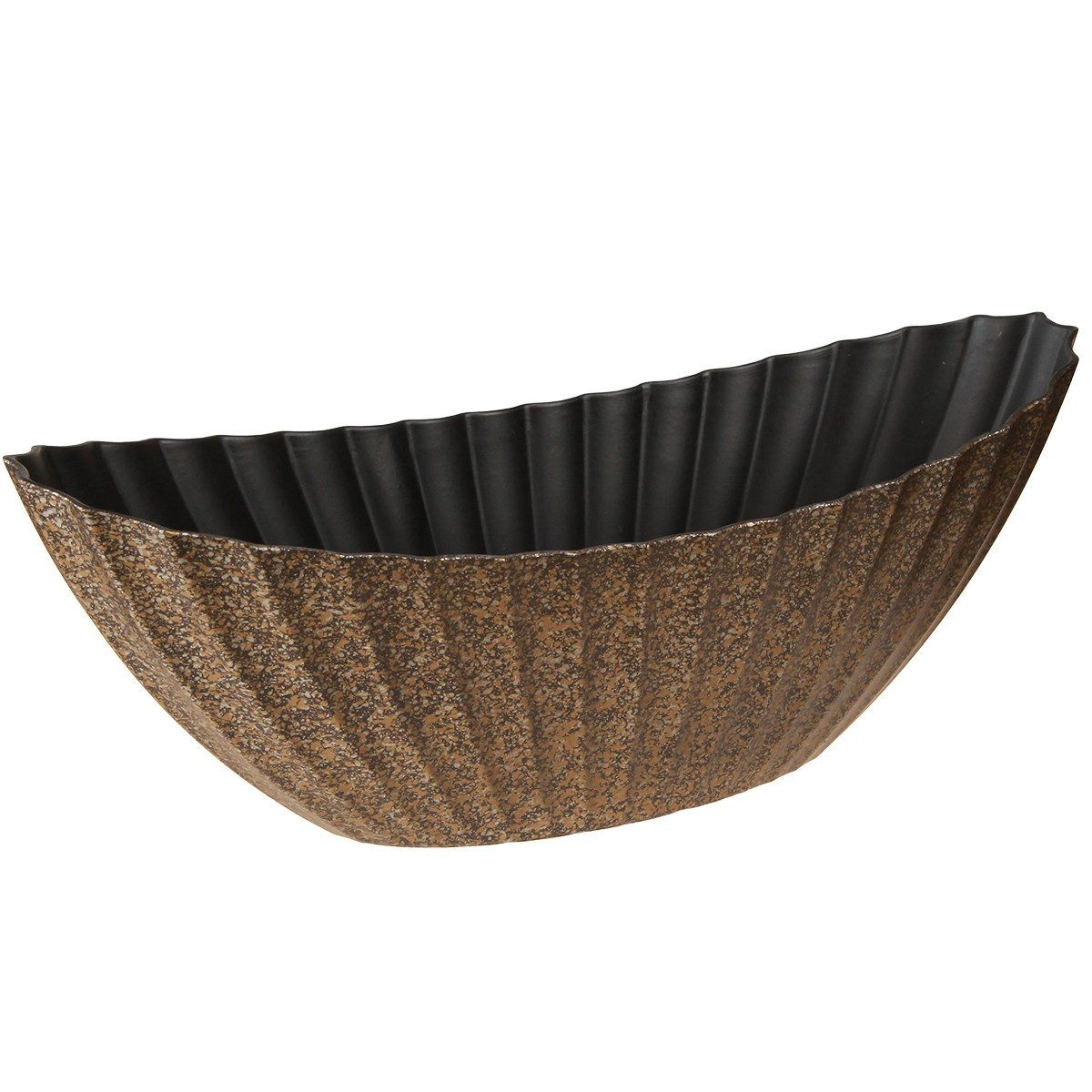 Florists Products Blumentopf Pflanzschale Anthrazit Gold oval gerillt 41,5×16×16cm