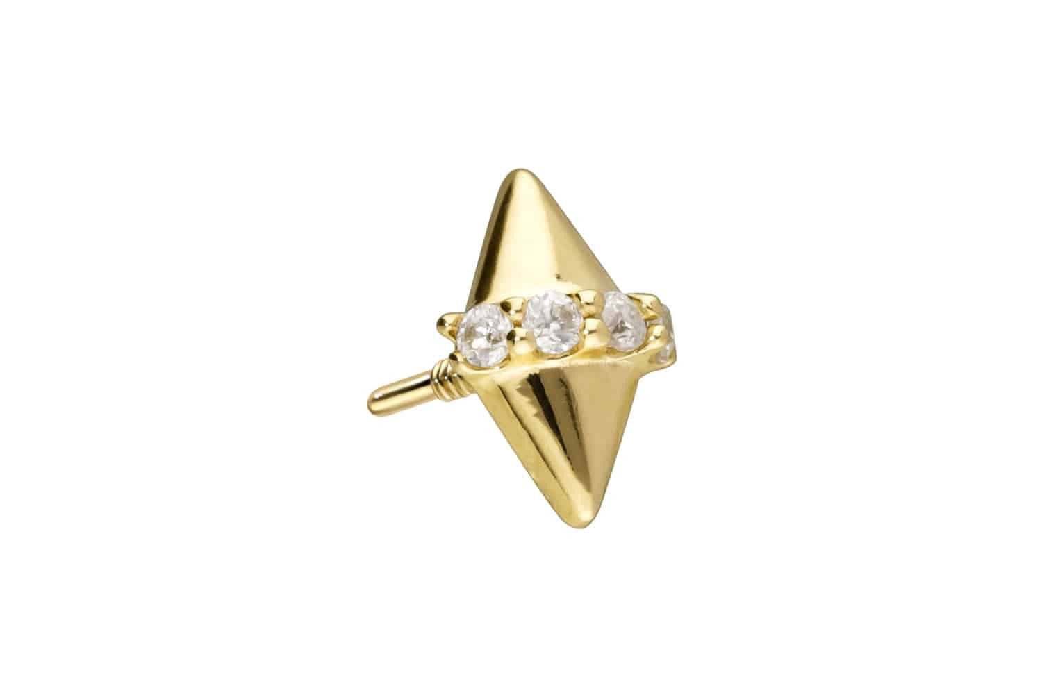 PIERCINGLINE Piercing-Set 14 Karat Gold Schraubaufsatz mit Außengewinde MOISSANIT + 2 SPITZEN (Schraub-Aufsätze, 1-tlg)