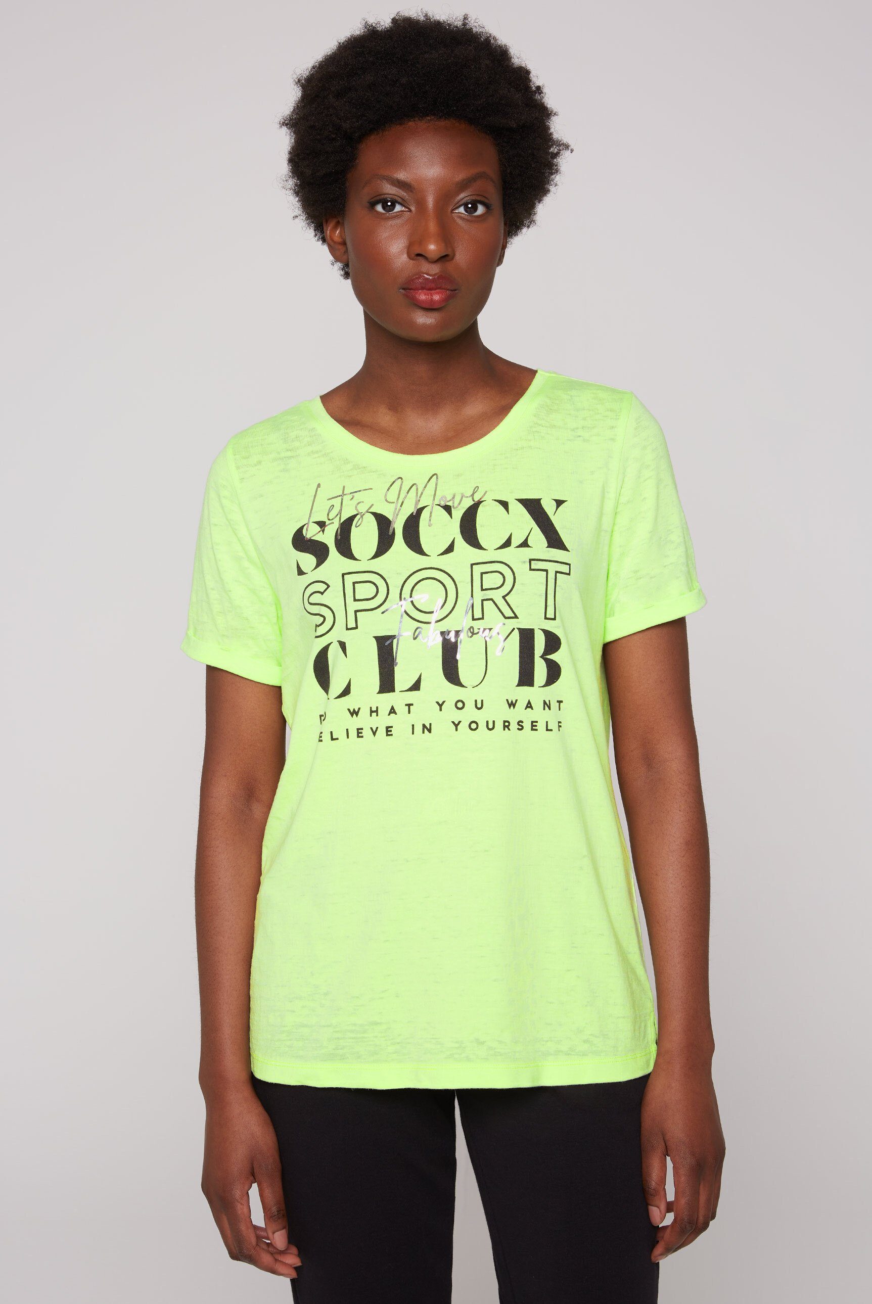 Offizieller Vertreter SOCCX Rundhalsshirt Turn-Up-Ärmeln mit fixierten