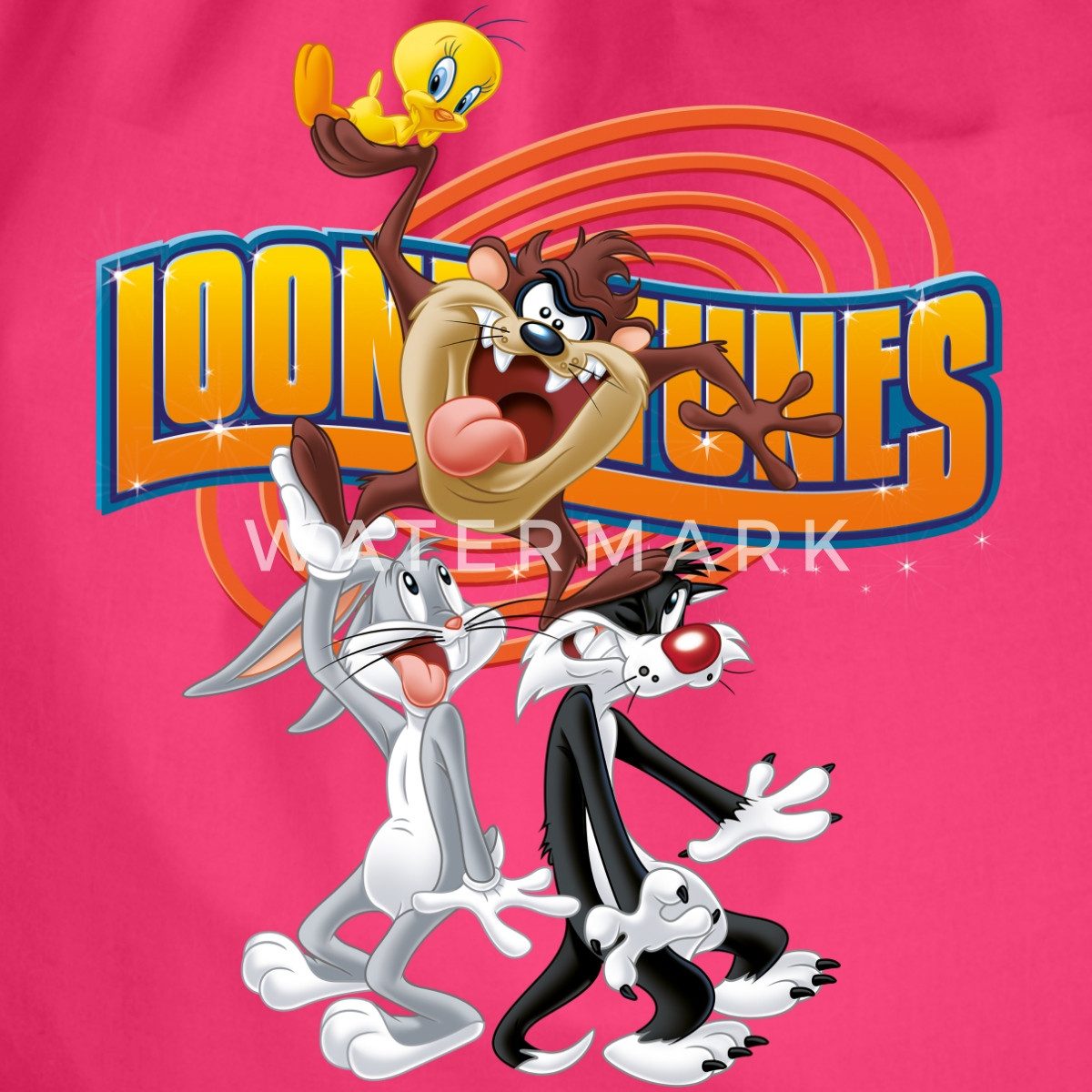 Spreadshirt Turnbeutel Looney Tunes Bugs Bunny, Taz, Sylvester & Tweety Turnbeutel (1-tlg)