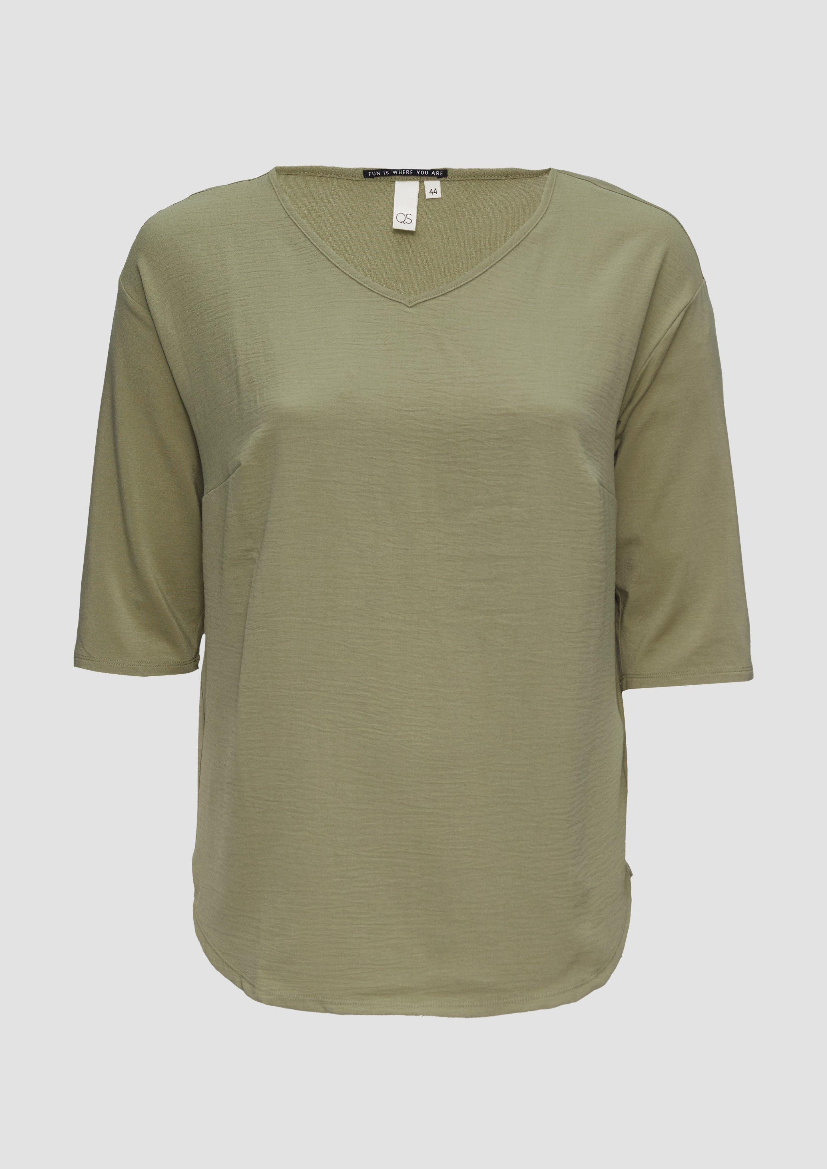 QS Kurzarmshirt Shirt im Fabricmix und günstig online kaufen