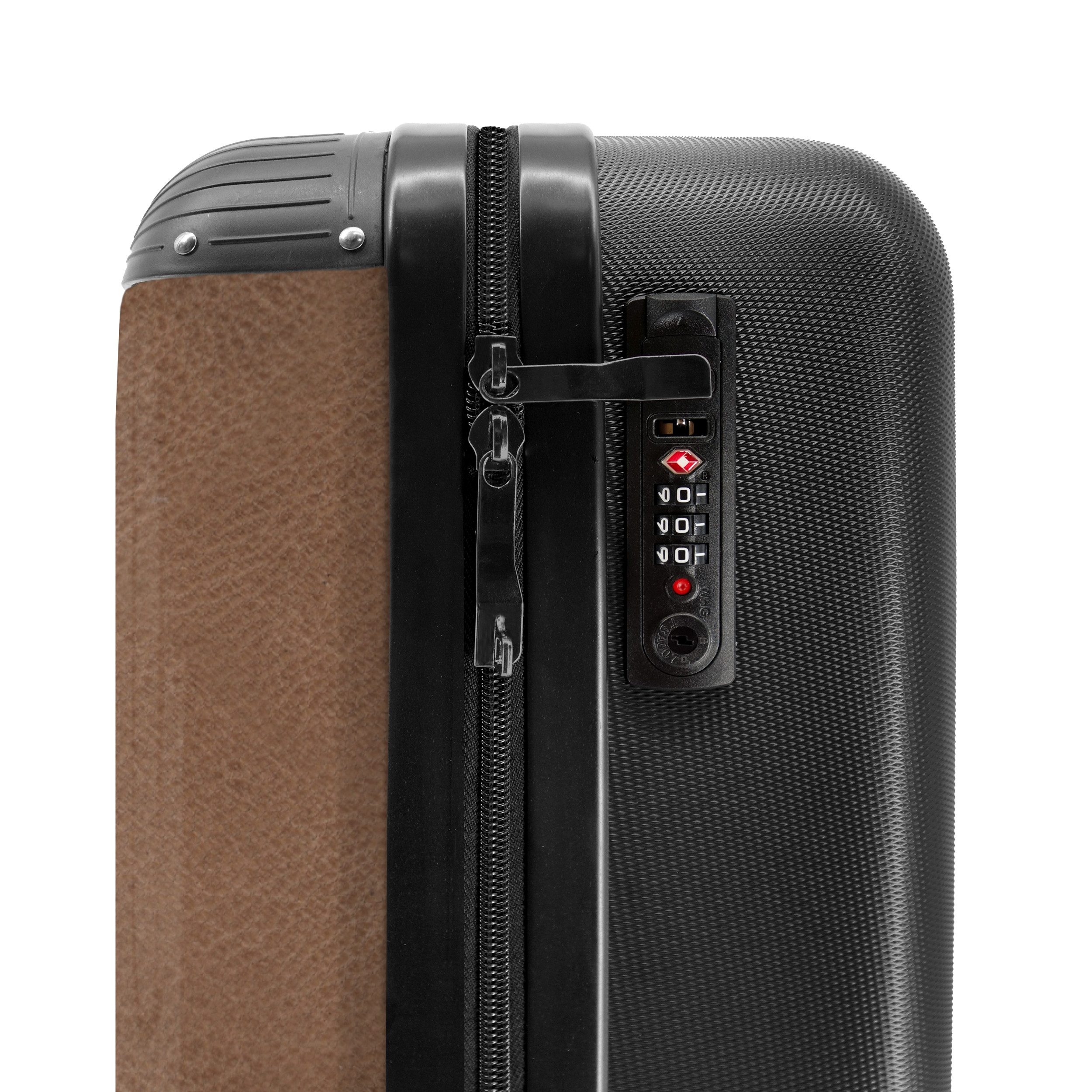 NoBoringSuitcases.com© Hartschalen-Trolley Lederoptik hellbraun 55x35x20cm, 4 Rollen, Reisetasche mit Rollen, Koffer Handgepäck Flugzeug