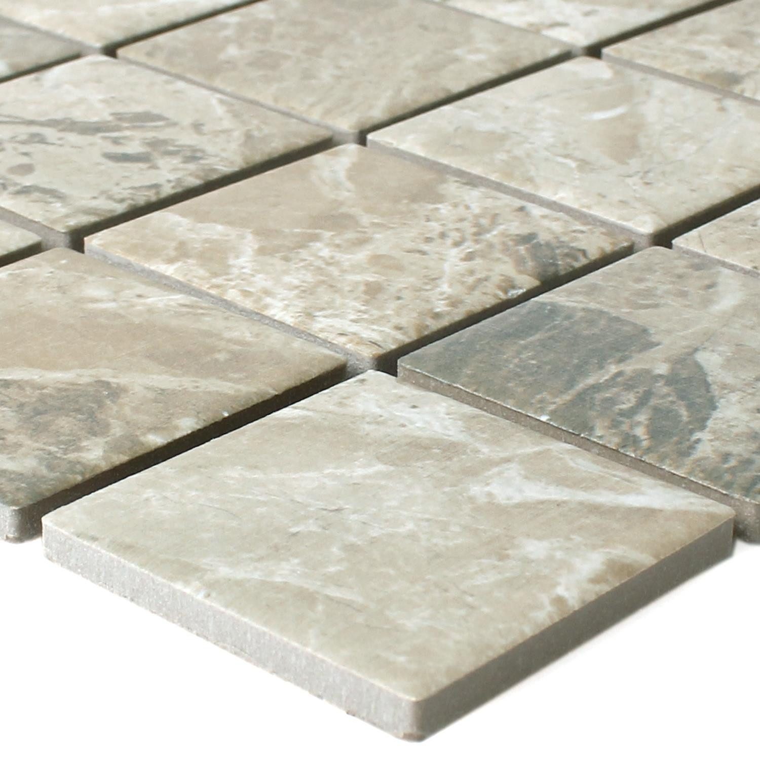 Mosafil Mosaikfliesen Mosaikfliesen Keramik Sahara Steinoptik, Keramik 30.000x30.000, braun, Verlegefertig auf ein Netz geklebt - Frostsicher - Wasserfest