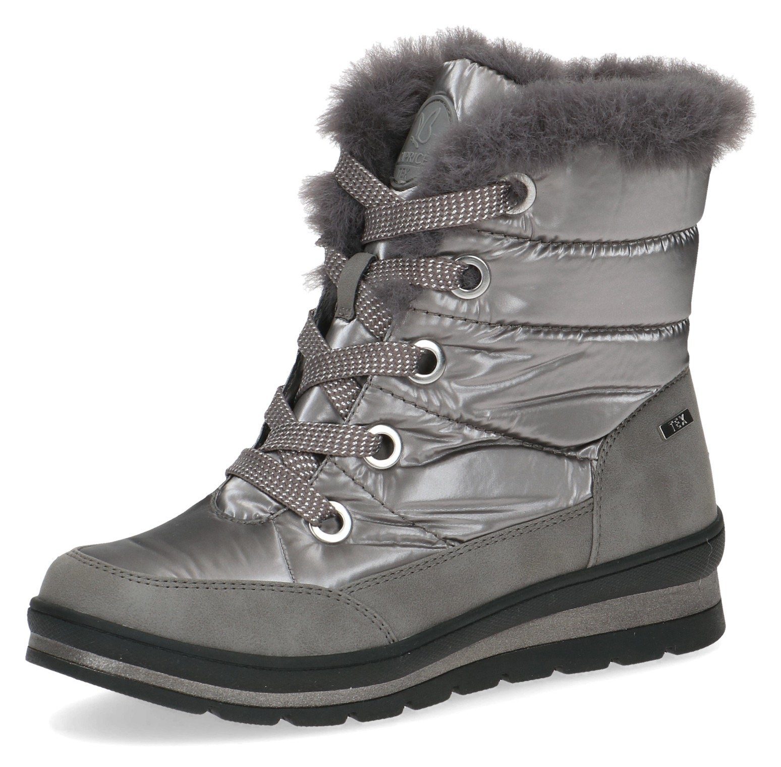 mit taupe-metallic Caprice Winterboots TEX-Membran wasserabweisender