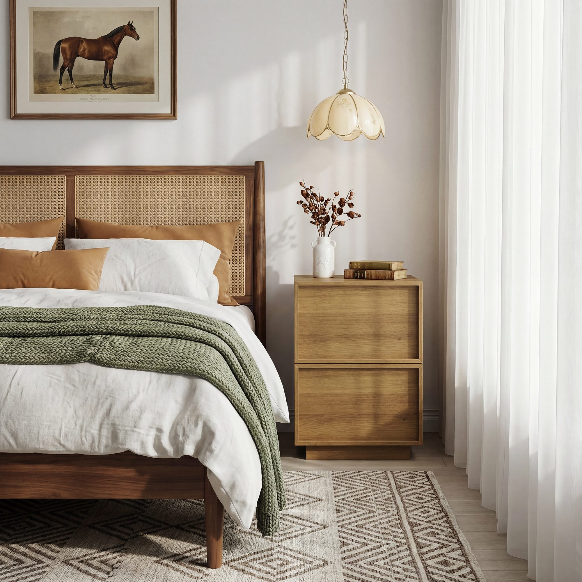 REDOM Nachttisch Moderner Nightstand (mit grifflosen Schubladen Eiche, 1-St., 38 x 48x 54 cm)