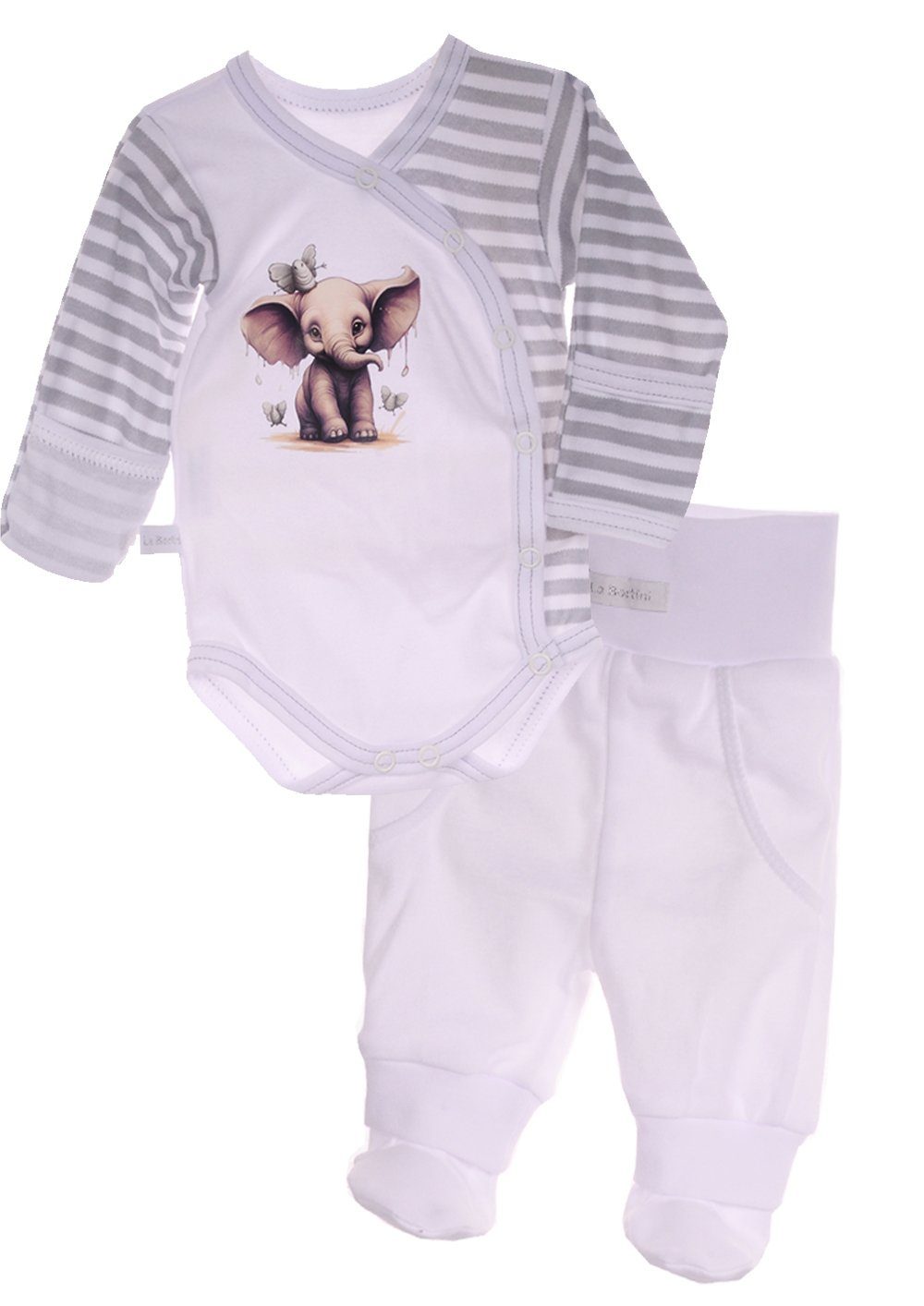 Body & Hose Baby Anzug Wickelbody mit Kratzschutz und Schlupfhose in Weiß
