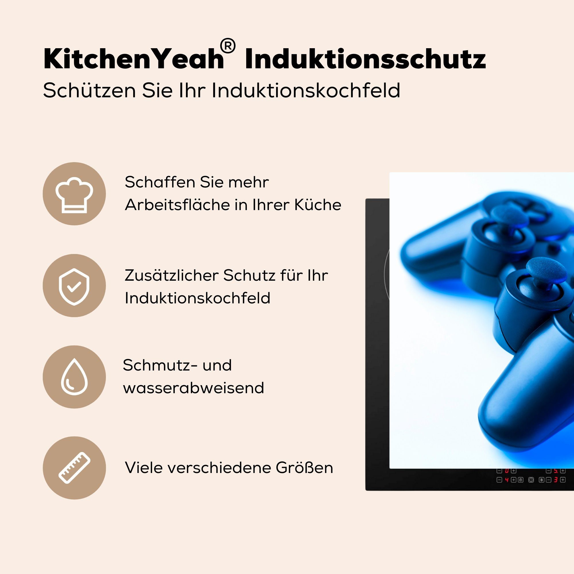 tlg), küche 78x78 Ceranfeldabdeckung, Videospiel-Controller, für Arbeitsplatte Vinyl, Herdblende-/Abdeckplatte MuchoWow cm, (1