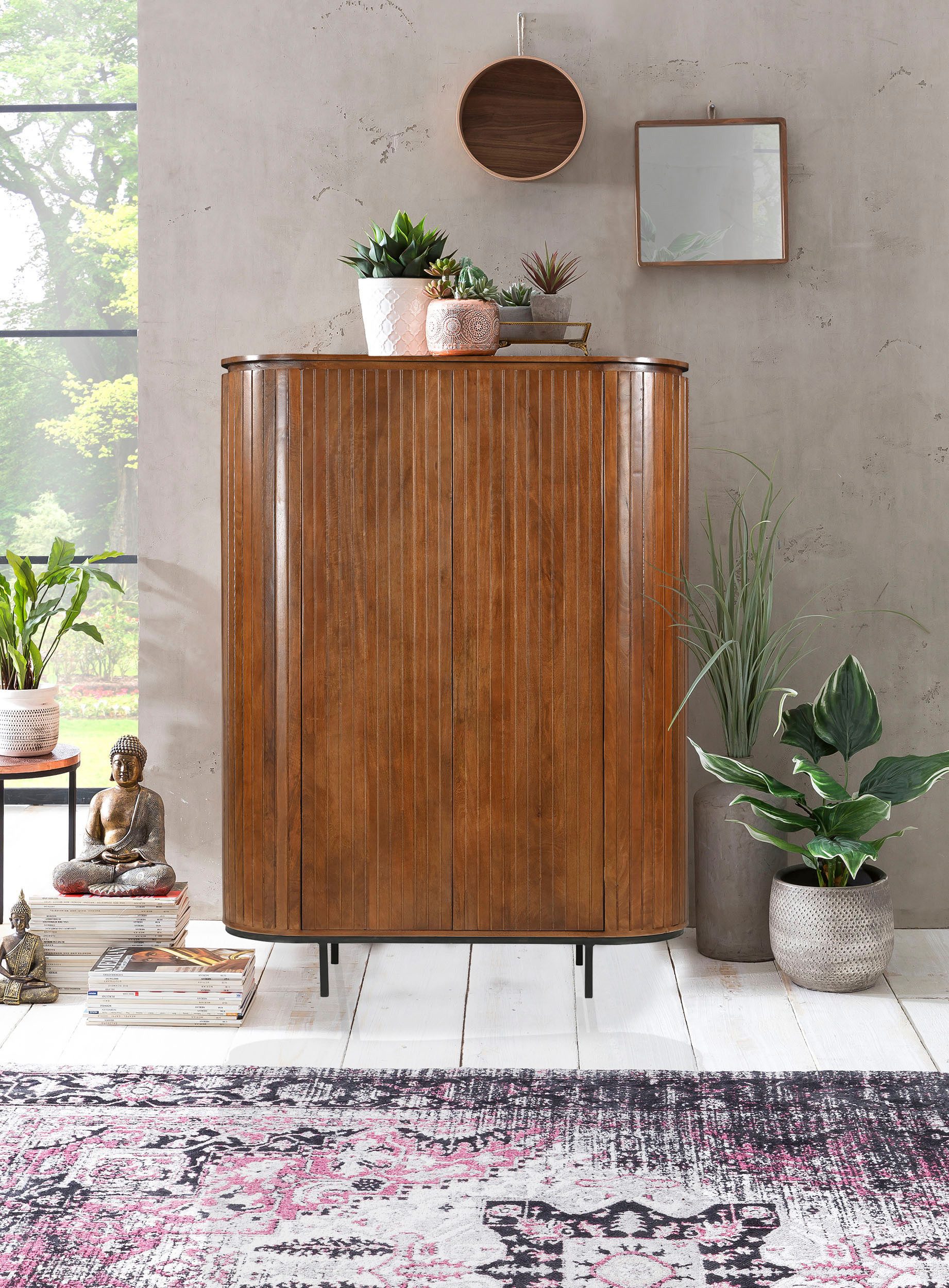 SIT Highboard MANGO NATURAL (1 St), mit Lamellenfront