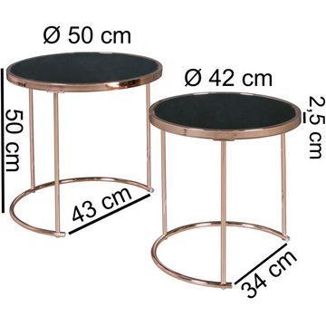 KADIMA DESIGN Satztisch Tisch-Set, Moderner Kupfer-/Schwarz-Design-Esstisch