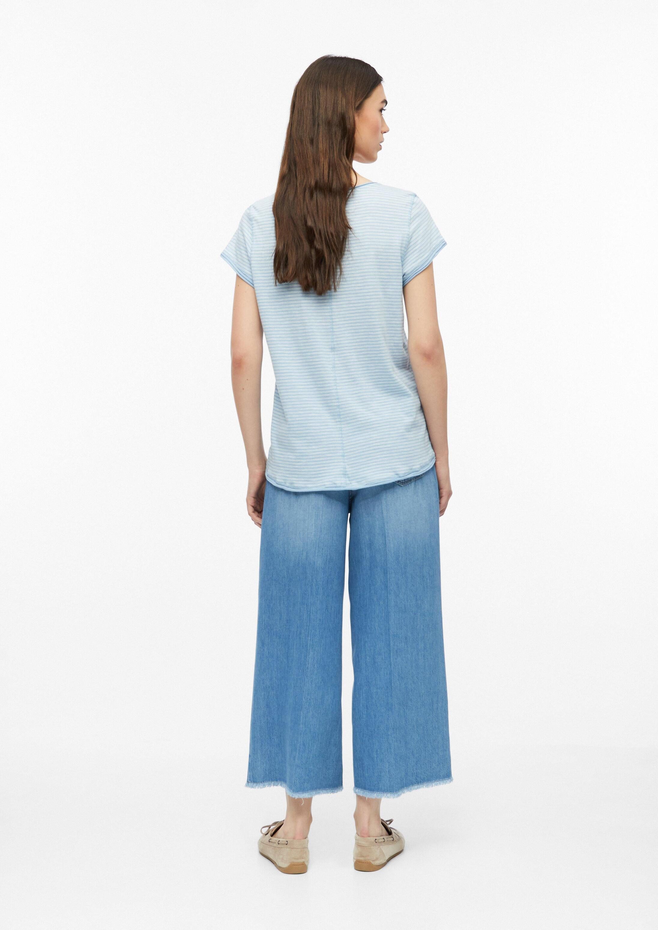s.Oliver Kurzarmshirt T-Shirt Flammgarn-T-Shirt mit Rollkante
