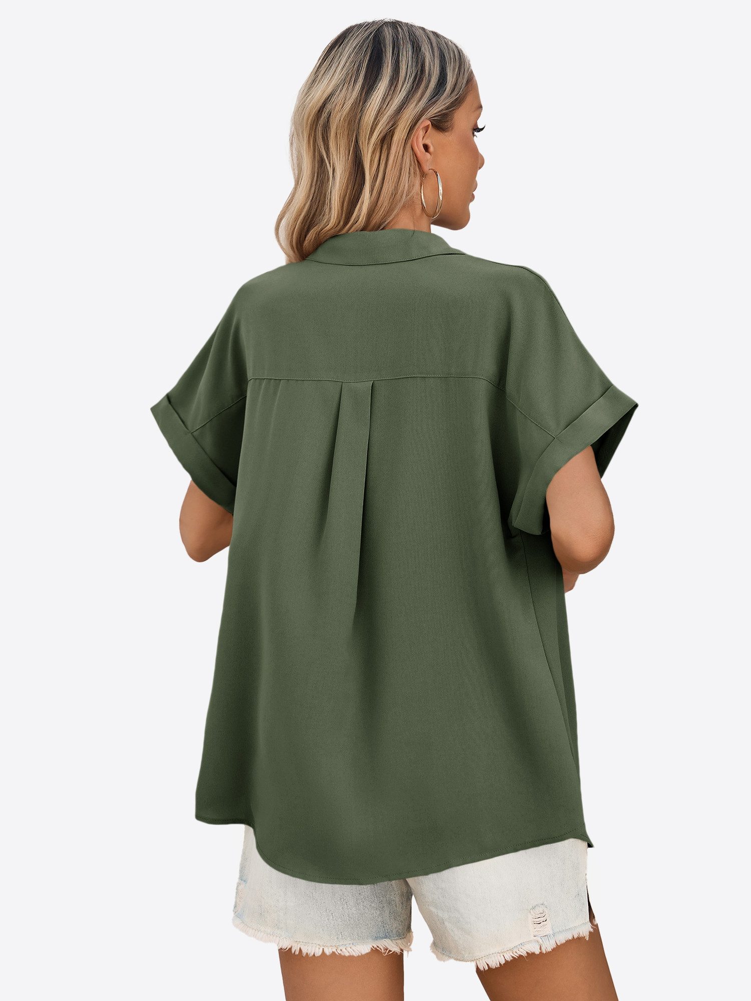 Imily Bela T-Shirt Reverskragen Kurzarmshirt mit Brusttasche (Packung, 1-tl günstig online kaufen
