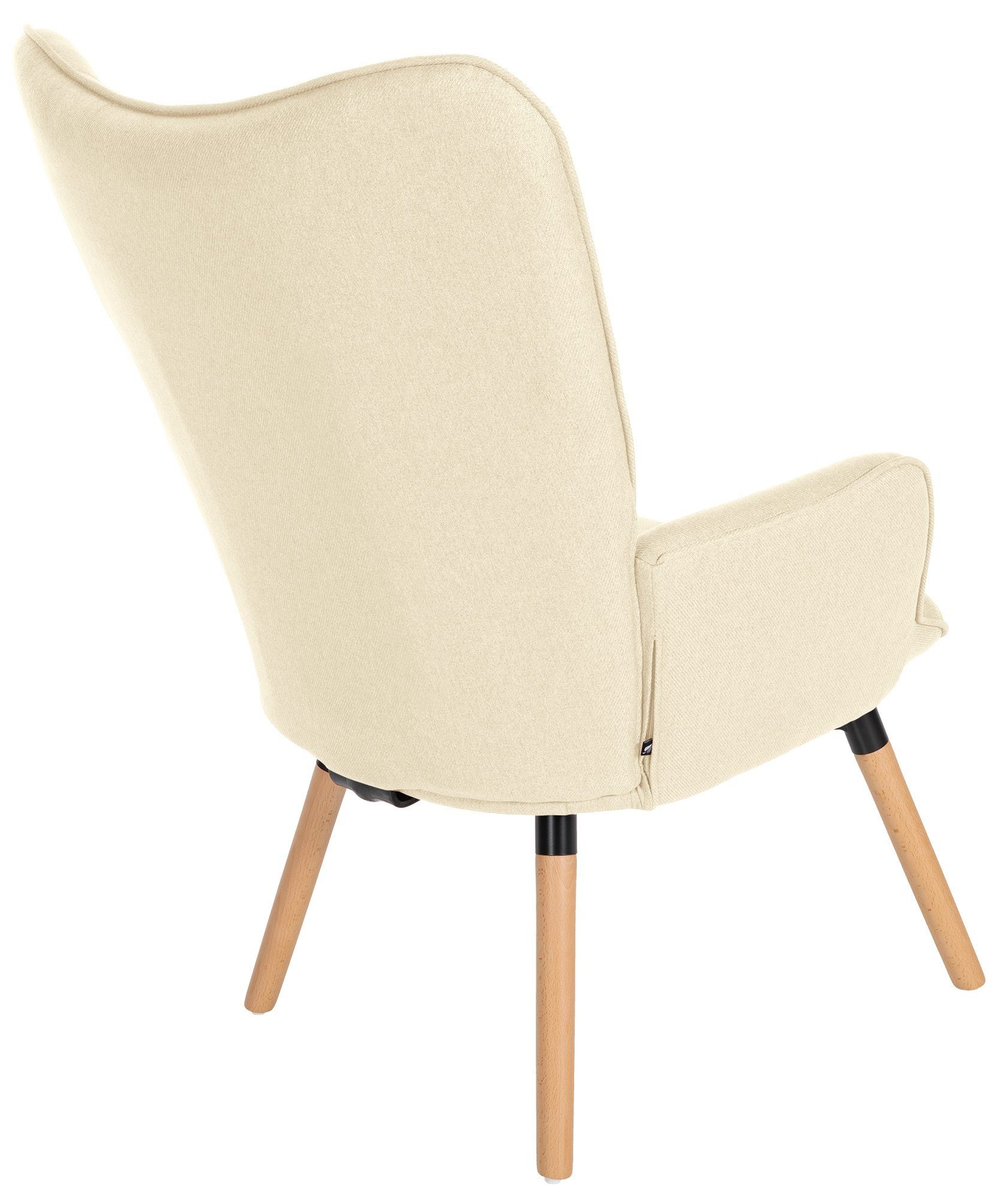 creme CLP Gestell mit Loungesessel und Stuhl Buchenholz Garding, aus Stoff-Bezug