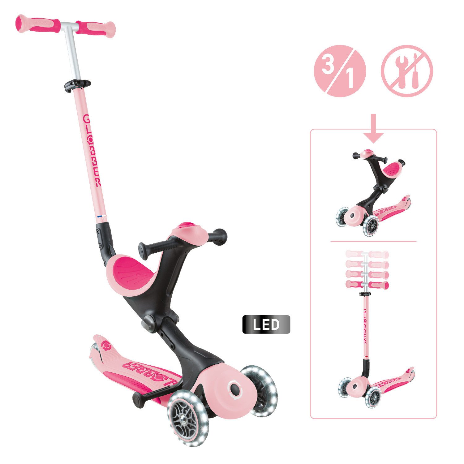 Globber Tretroller, Kinder- Scooter GO-UP DELUXE LIGHTS