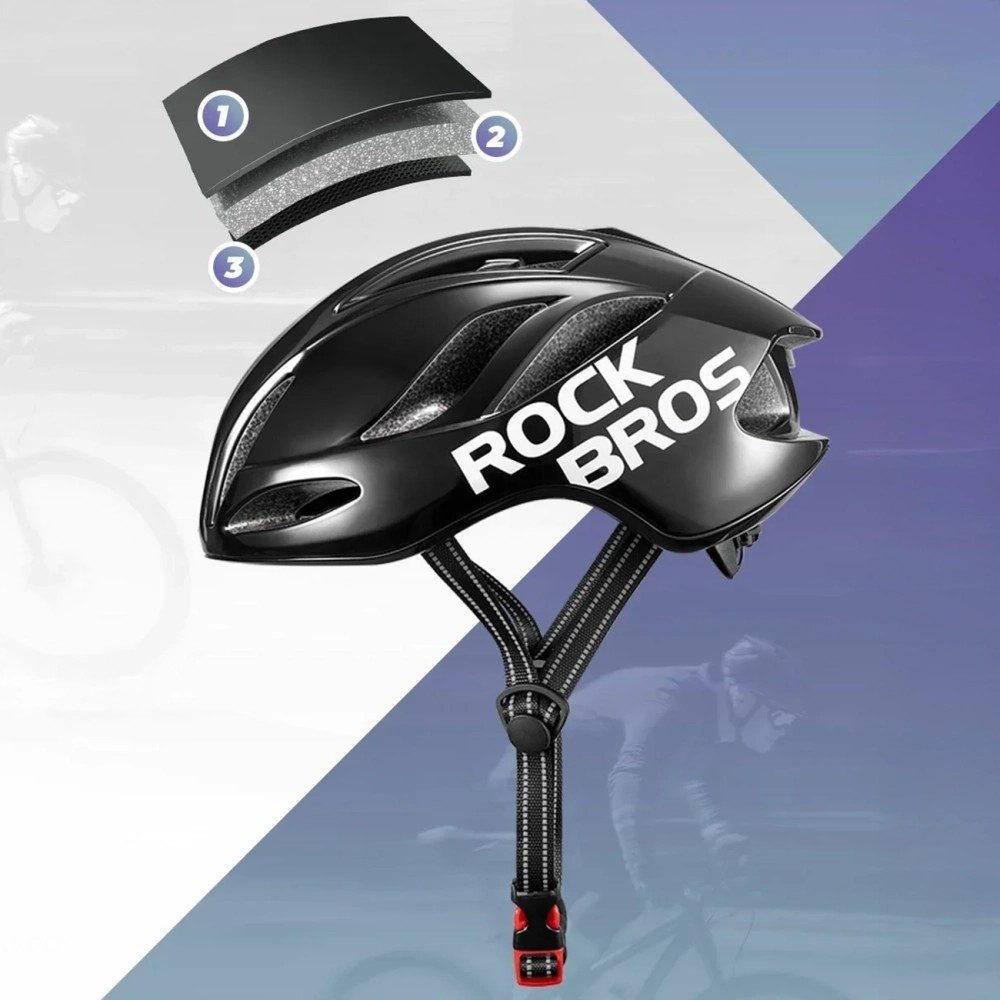 ROCKBROS Fahrradhelm Fahrradhelm Radhelm (Spar-Set, 1-tlg), 19 Lüftungen, 222 g leicht, reflektierende Riemen