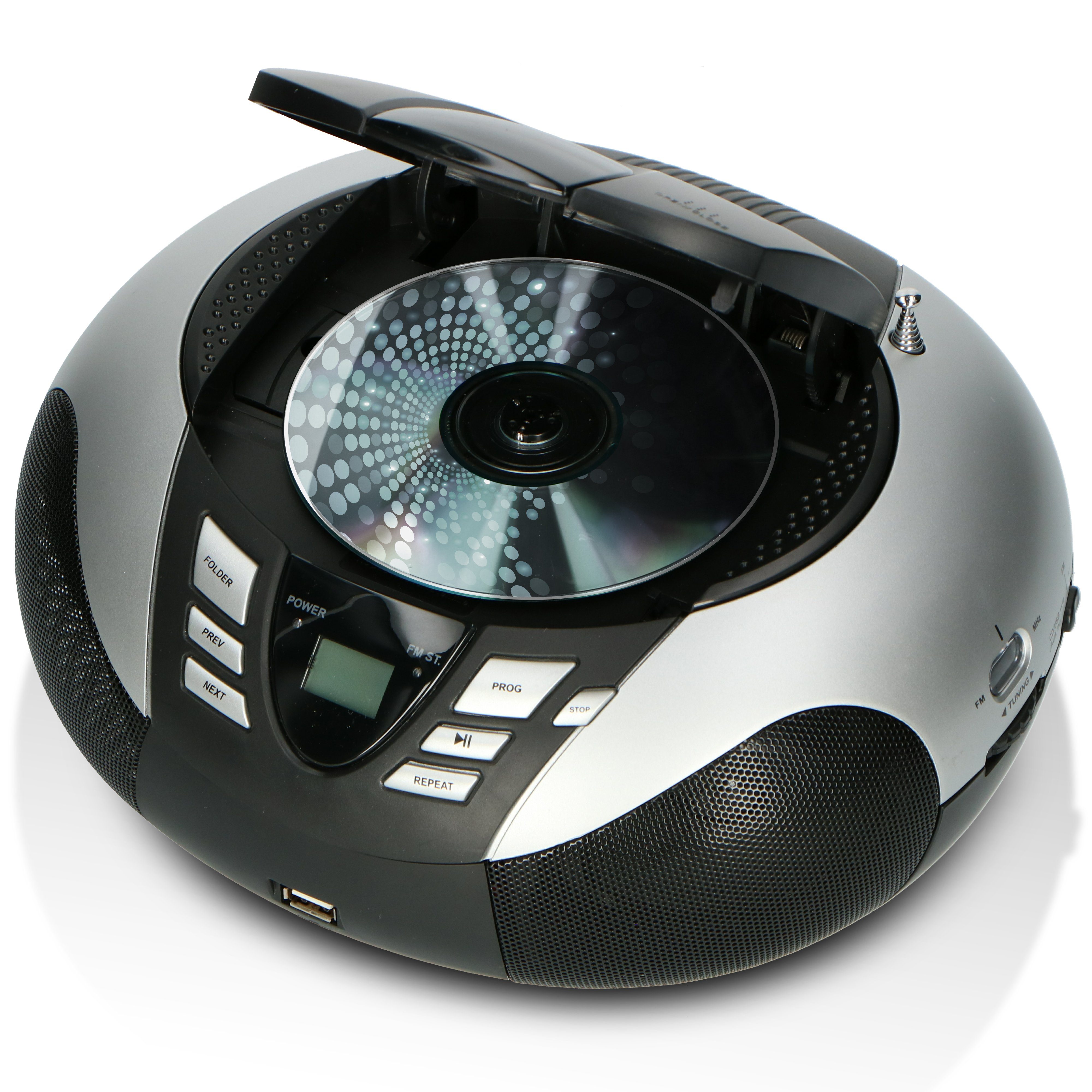 (FM) Schwarz-Grau Lenco USB CD-Radiorecorder SCD-37 Silver