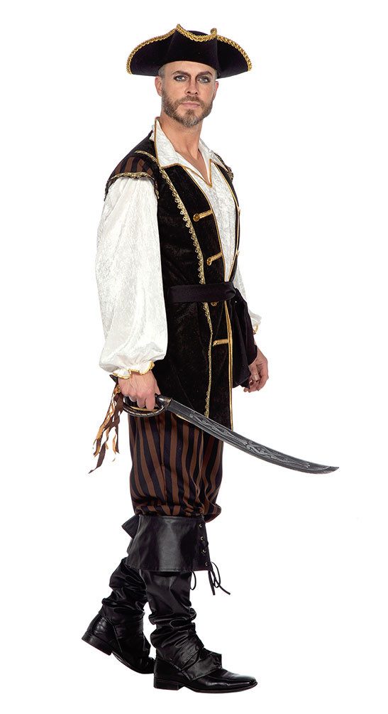 Karneval-Klamotten Piraten-Kostüm Herren Piratenkapitän Komplett hochwertig, Männerkostüm Seeräuber Freibeuter Pirat Gruppenkostüm