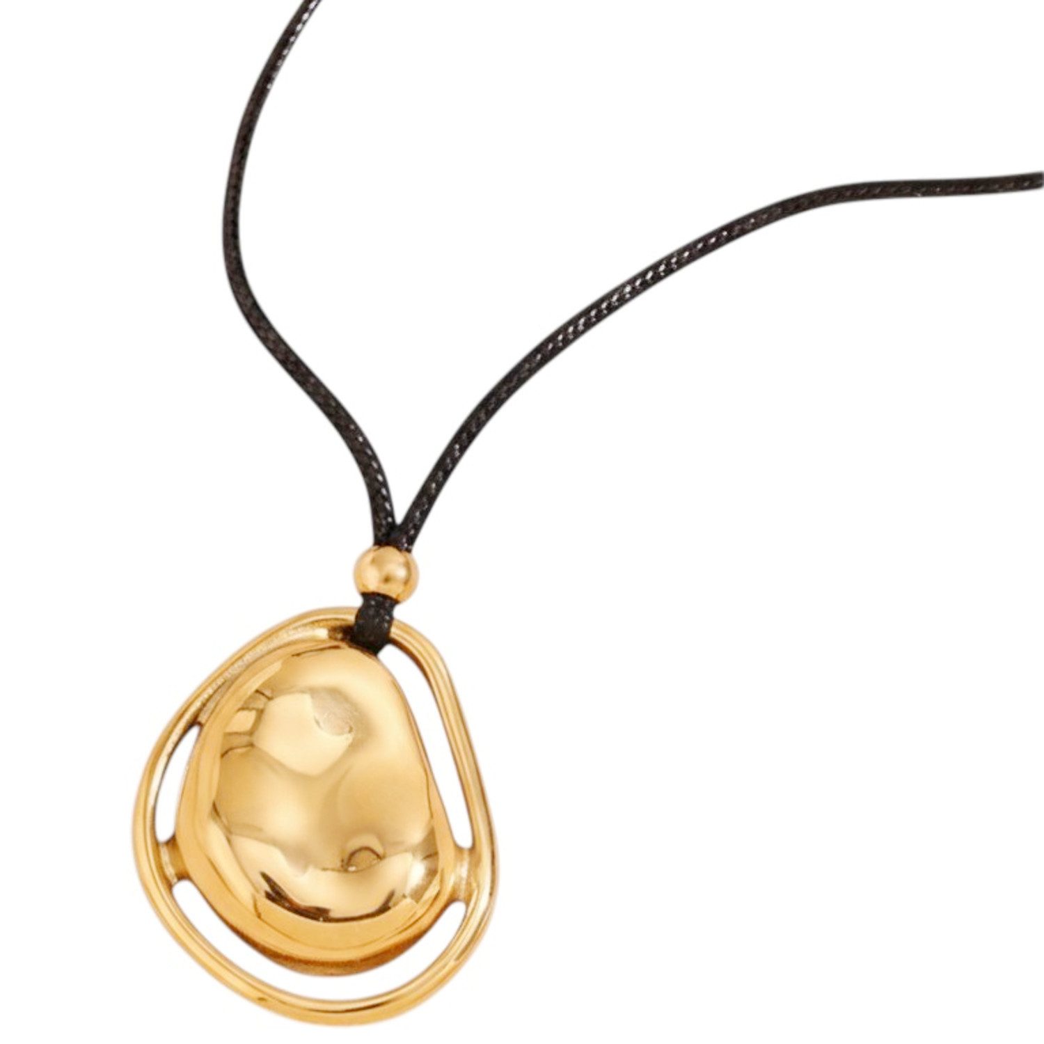 KARMA Lange Kette Schwarz Gold 75 cm vestellbar Damen Textil Edelstahl (1-tlg., modern Geschenk für Frauen), Halskette Pulloverkette Damenhalskette