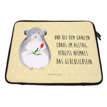 Mr. & Mrs. Panda Laptop-Hülle Chinchilla mit Blume - Gelb Pastell - Geschenk, Computertasche, Kumme