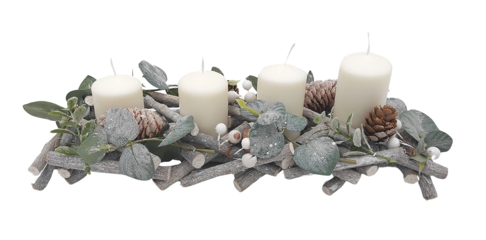 BURI Stumpenkerze Adventskerzen weiß 4er Stumpenkerzen Weihnachtskerze Stufenkerzen