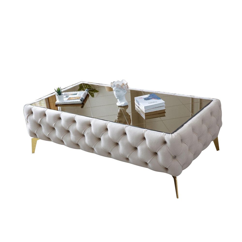 JVmoebel Couchtisch Luxus Chesterfield Glas Tisch Design Möbel für Eleganz, Made in Europa