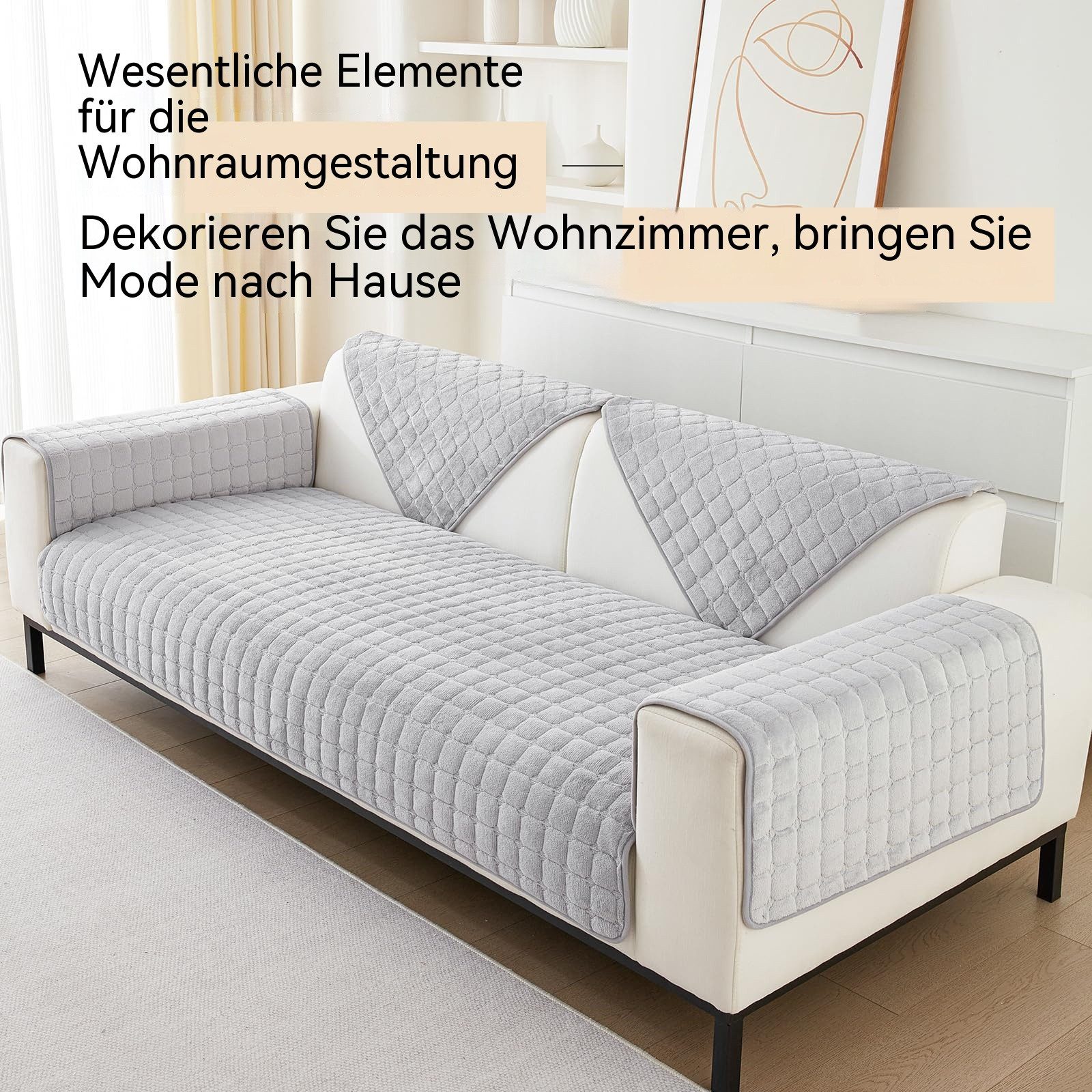 Diwzbyn Sofaschoner Sofa Überzug, Weiche Flanell Sofa Sitzkissenbezug, Sofaschoner, rutschfest, Sofabezug 1 2 3 4 Sitzer Couch überzug für Wohnzimmer