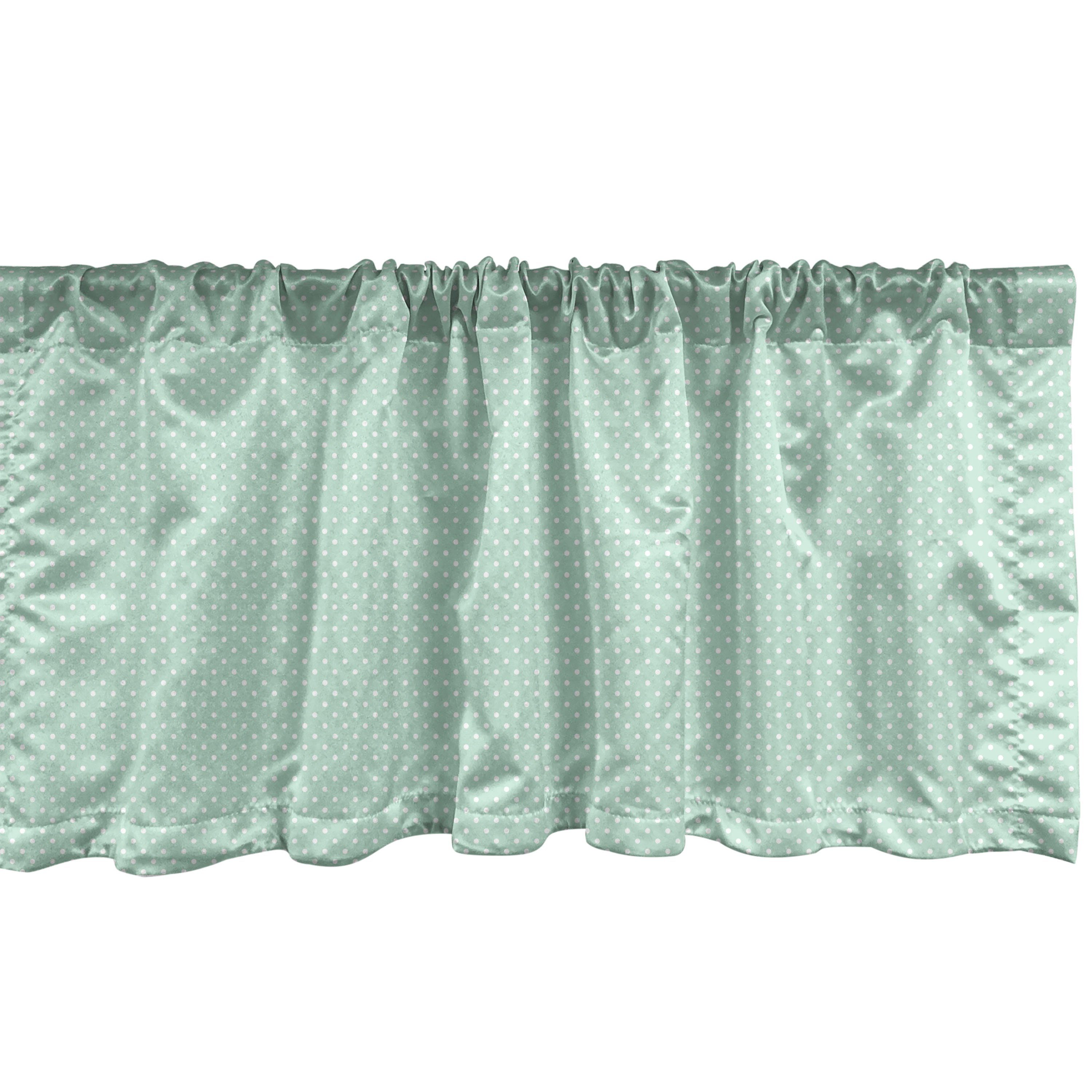 Scheibengardine Vorhang Volant für Küche Schlafzimmer Dekor mit Stangentasche, Abakuhaus, Microfaser, Grün Retro kleine Tupfen