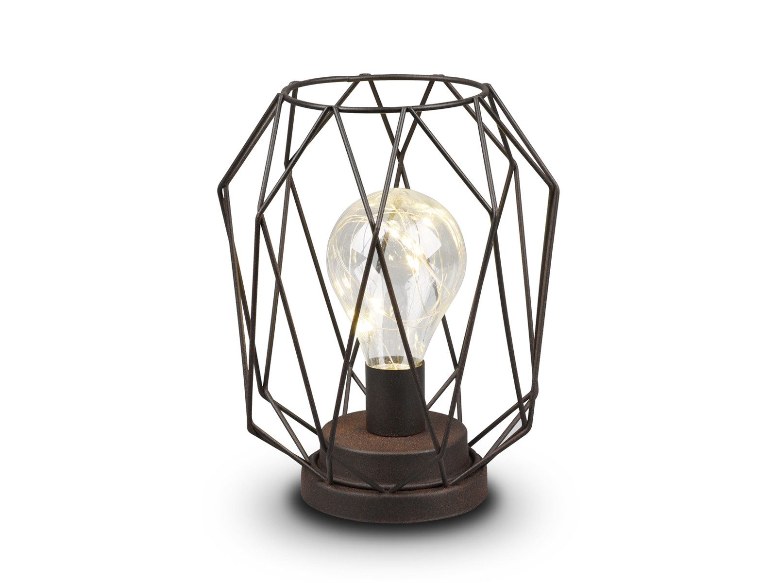 meineWunschleuchte LED Dekolicht kabellos mit Batterie-Betrieb, Höhe 21cm, LED fest integriert, warmweiß, kleine Industrial Tischlampe ohne Kabel für Fensterbank & Kommoden