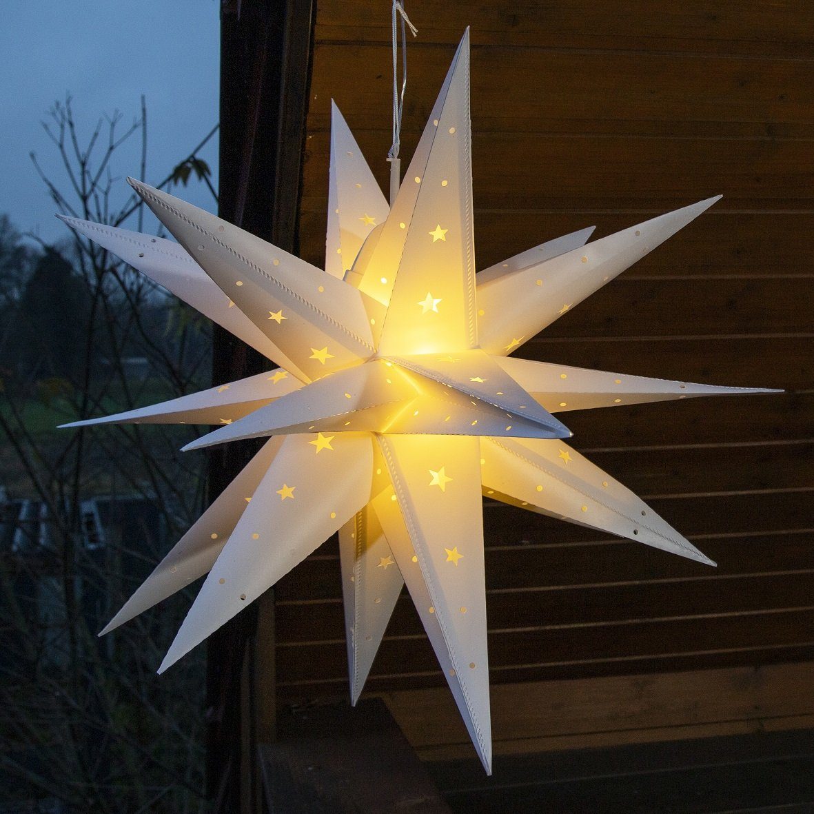 fest Fröbelstern Weihnachtsstern LED GartenHero Adventsstern Stern integriert, Weihnachten, LED LED warmweiß Leuchtstern
