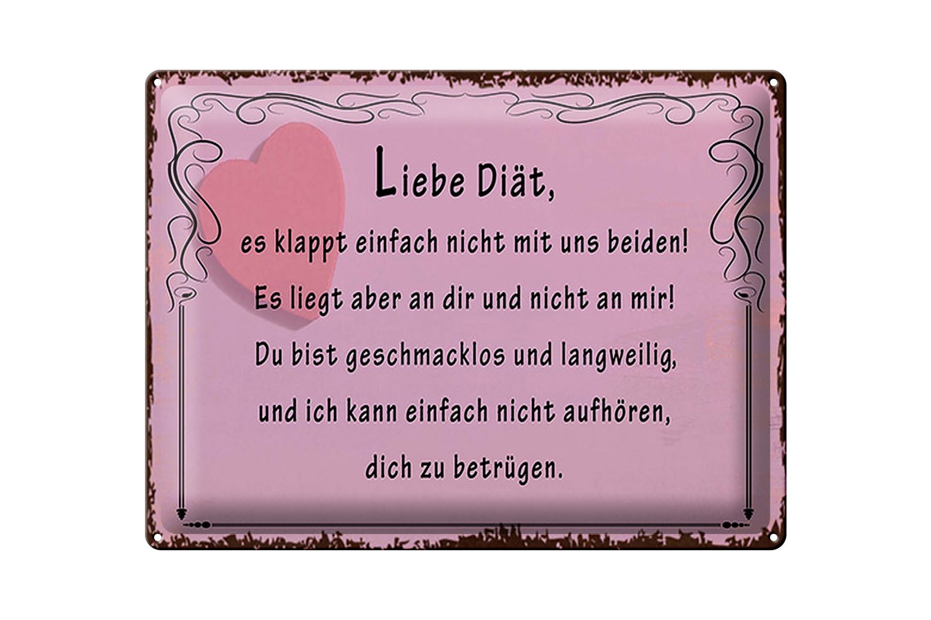 Femer GmbH Metallschild Spruch 40x30cm liebe Diät klappt nicht mit uns