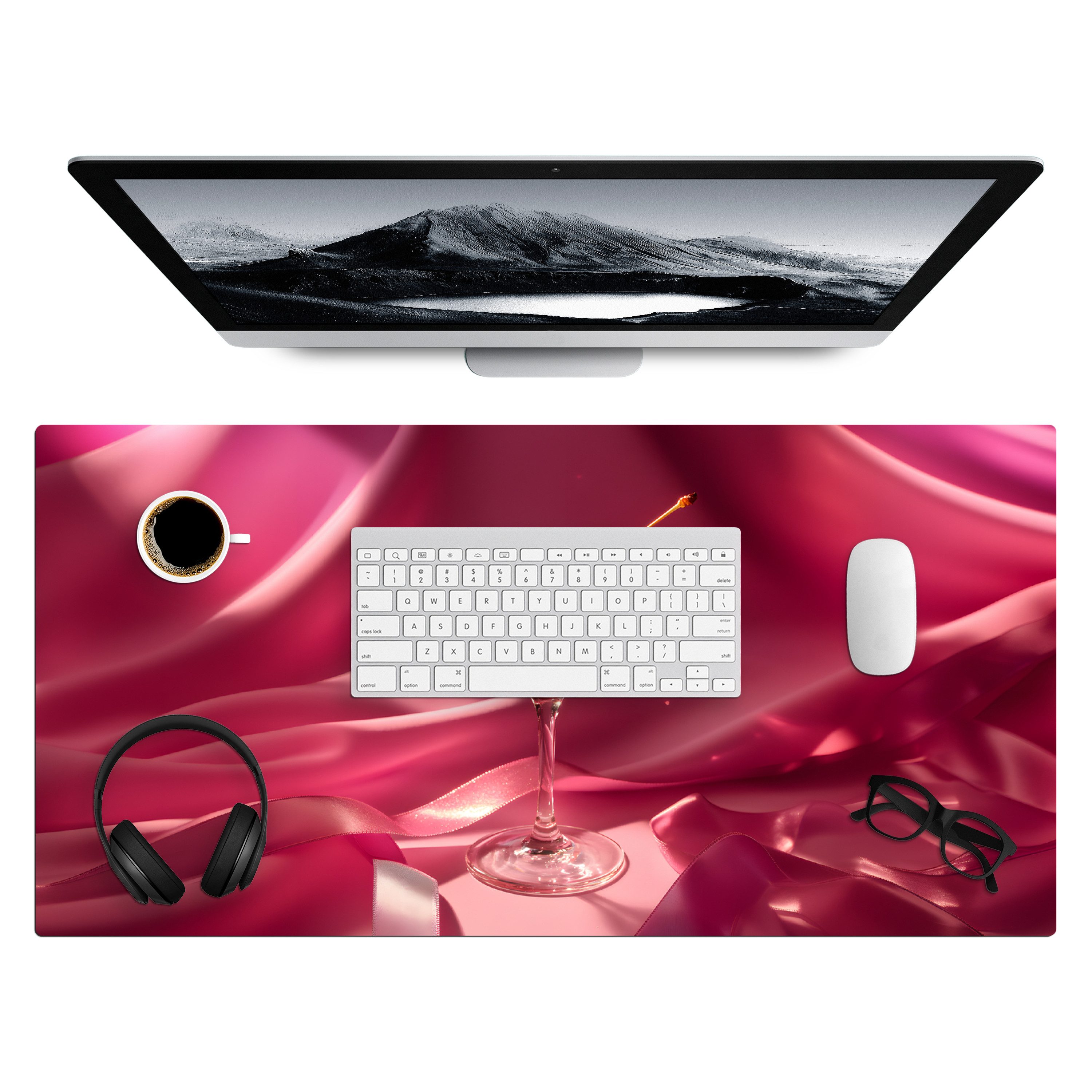 MuchoWow Gaming Mauspad Cocktail - Rosa - Luxe (1-St), Gaming Mauspad XXL, Schreibtischunterlage, Desk Mat Groß, 80x40 cm