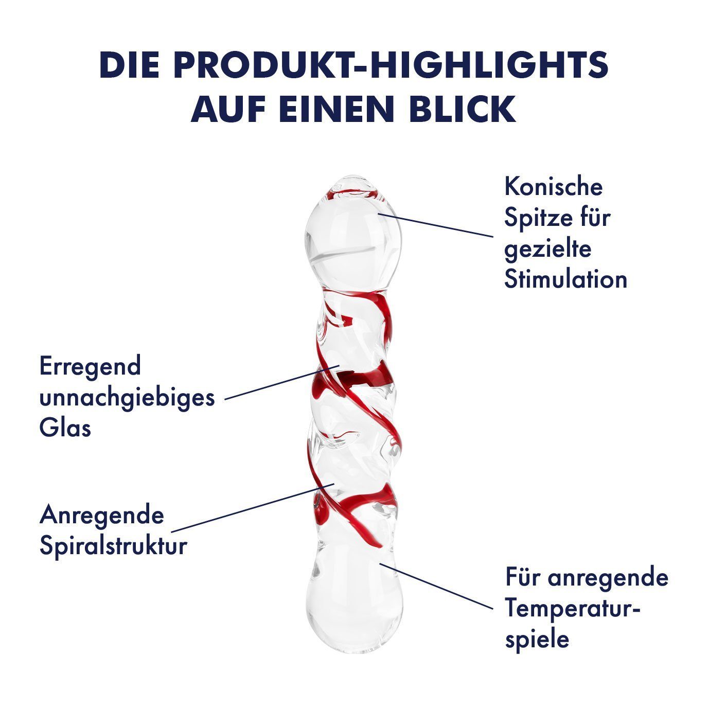erotische Spiralstruktur Glasdildo erregend EIS Temperaturspiele EIS mit Broliskatglas, fest; Dildo aus (18cm)
