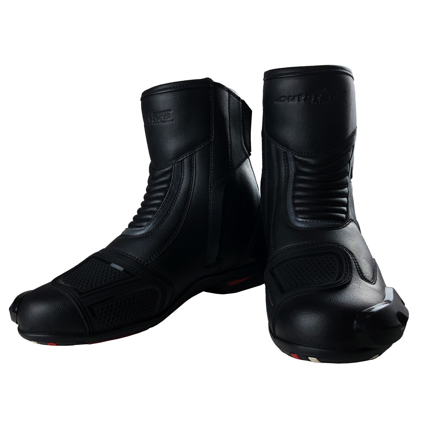 OUTSTARS RO020 - Sportliche halbhohe Stiefel mit Schleifpads & Belüftung 40 Motorradstiefel aus echtem Leder, mit Klettverschluss & Belüftung
