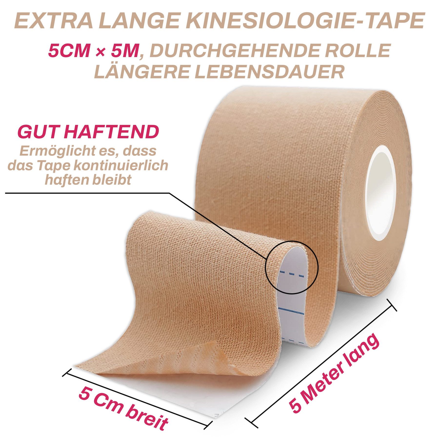 P-Beauty Cosmetic Accessories Kinesiologie-Tape Sporttape Physiotape Fix Bandage 5m x 5cm Wasserfest Latexfrei