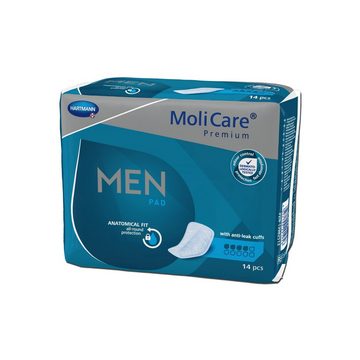 Molicare Einlage Premium MEN PAD: Inkontinenz-Einlage für Männer bei Blasenschwäche, 4 Tropfen, v-förmige Passform, 14 Stück (12x14)