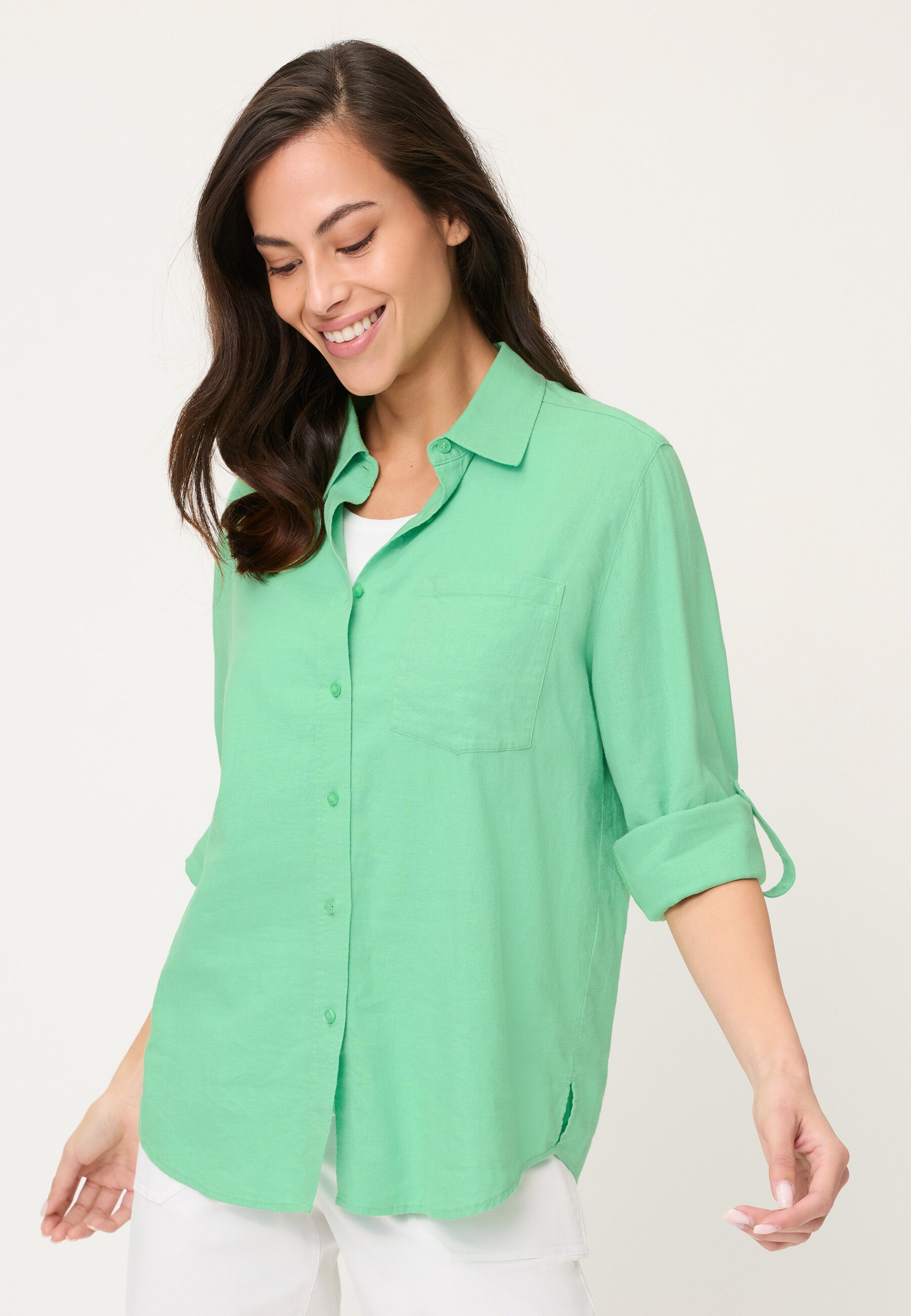 Olsen Hemdbluse Bluse mit klassischem Hemdkragen