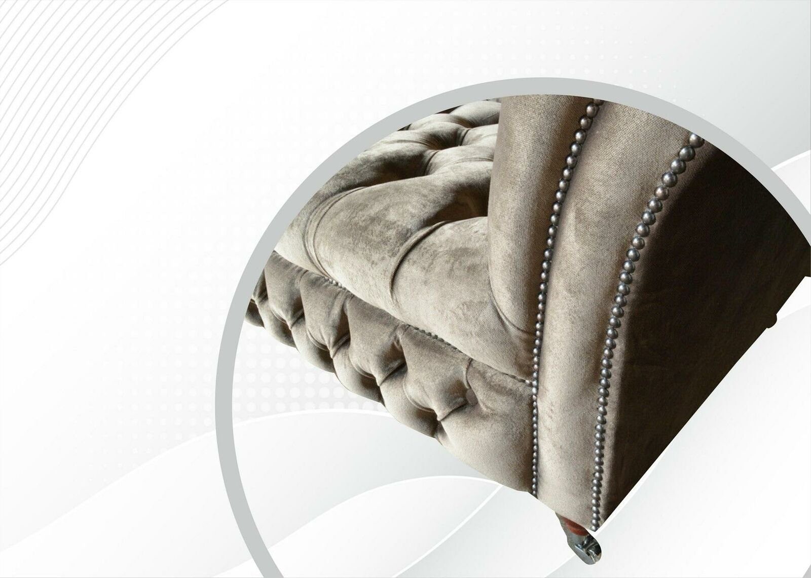 Chesterfield-Sofa JVmoebel in Grauer luxus 3-Sitzer Made Textil Design Europe Neu, Chesterfield Möbel
