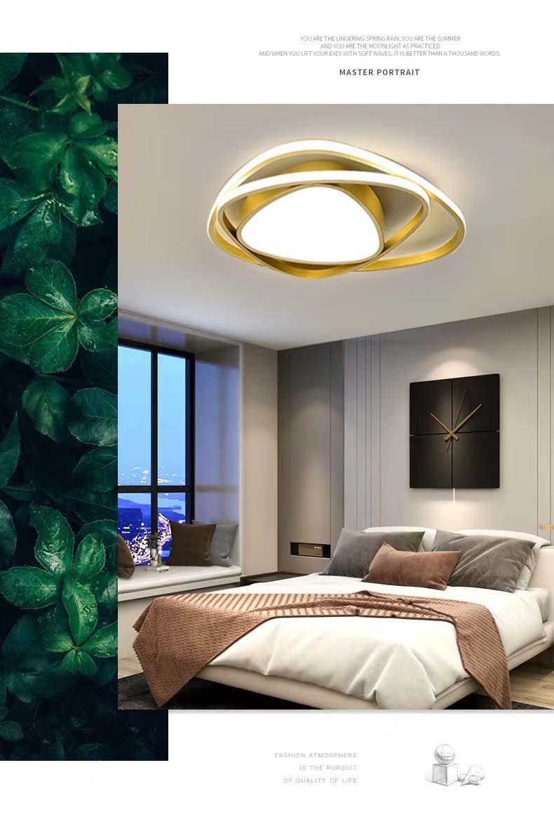Daskoo Deckenleuchten 42W Modern integriert, Deckenleuchte Deckenlampe Dimmbar LED Warmweiß/Neutralweiß/Kaltweiß, Fernbedienung dimmbar Gold fest Schlafzimmer, LED stufenlos LED mit