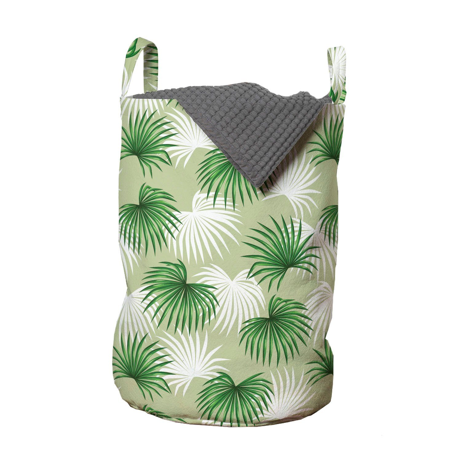 Abakuhaus Wäschesäckchen Wäschekorb mit Griffen Kordelzugverschluss für Waschsalons, Blatt Palm Tree Island Foliage