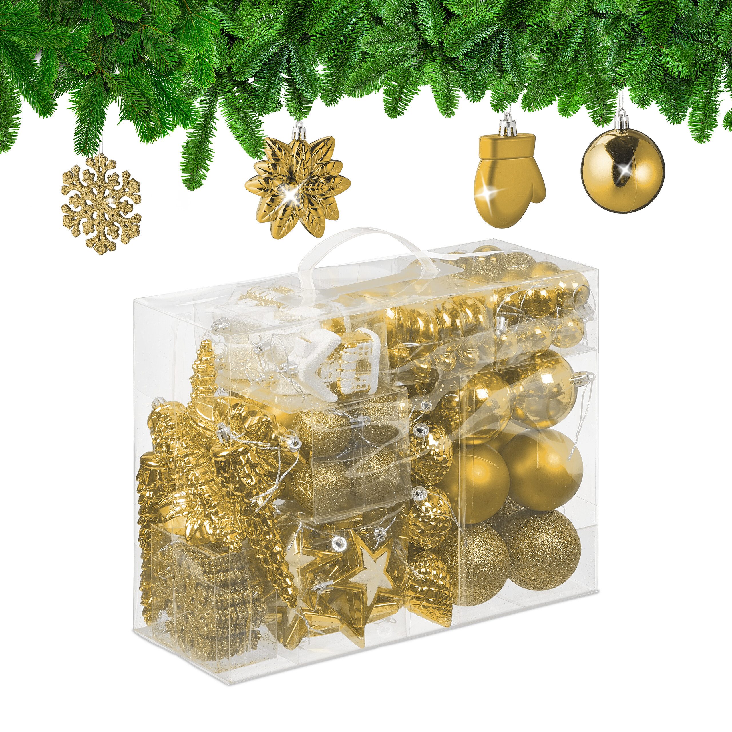relaxdays Weihnachtsbaumkugel Новогодние шары im 100er Set (100 St), gold
